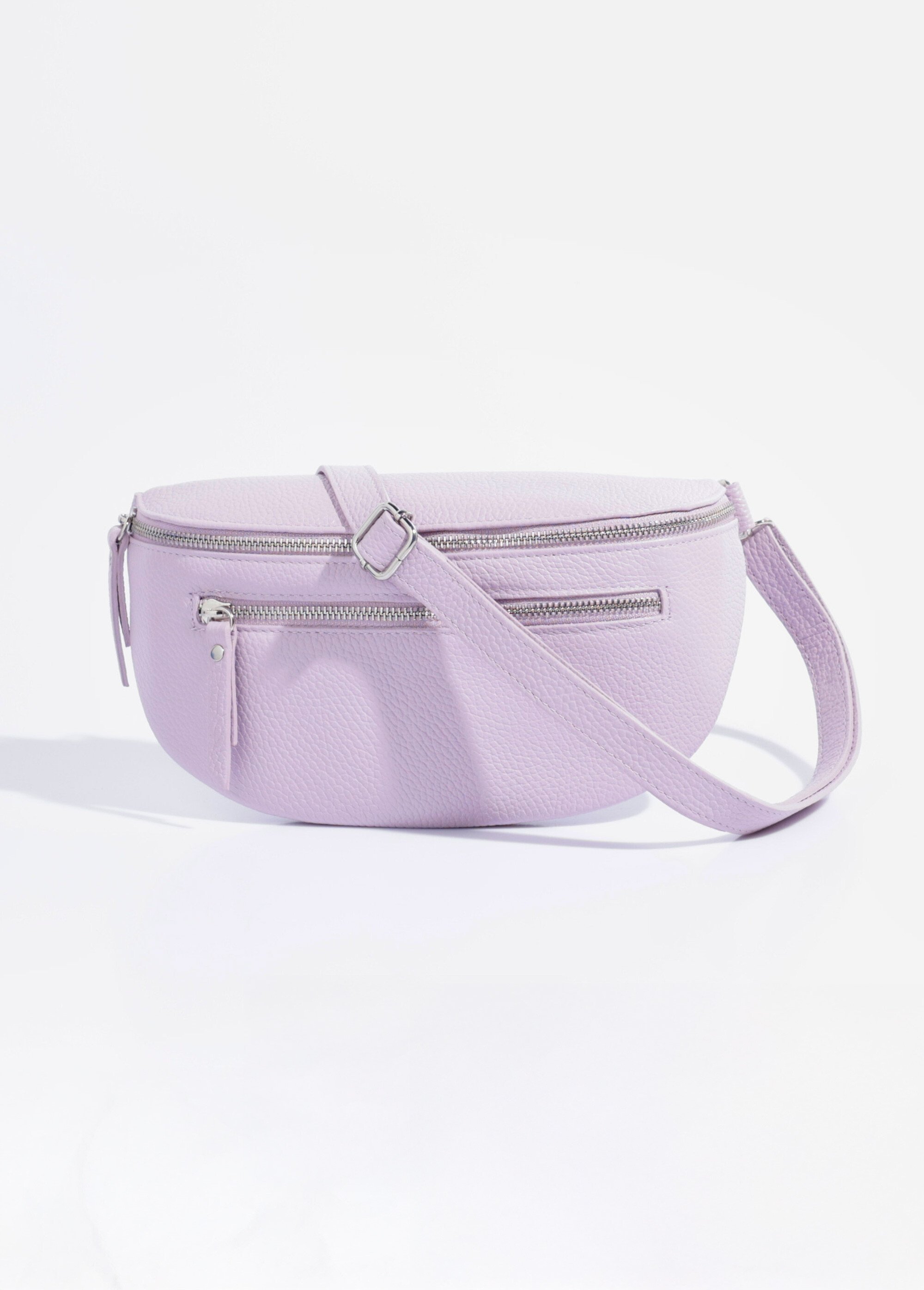 Sac banane double zip en cuir Femme Violet AE-FLZE9004 FA1