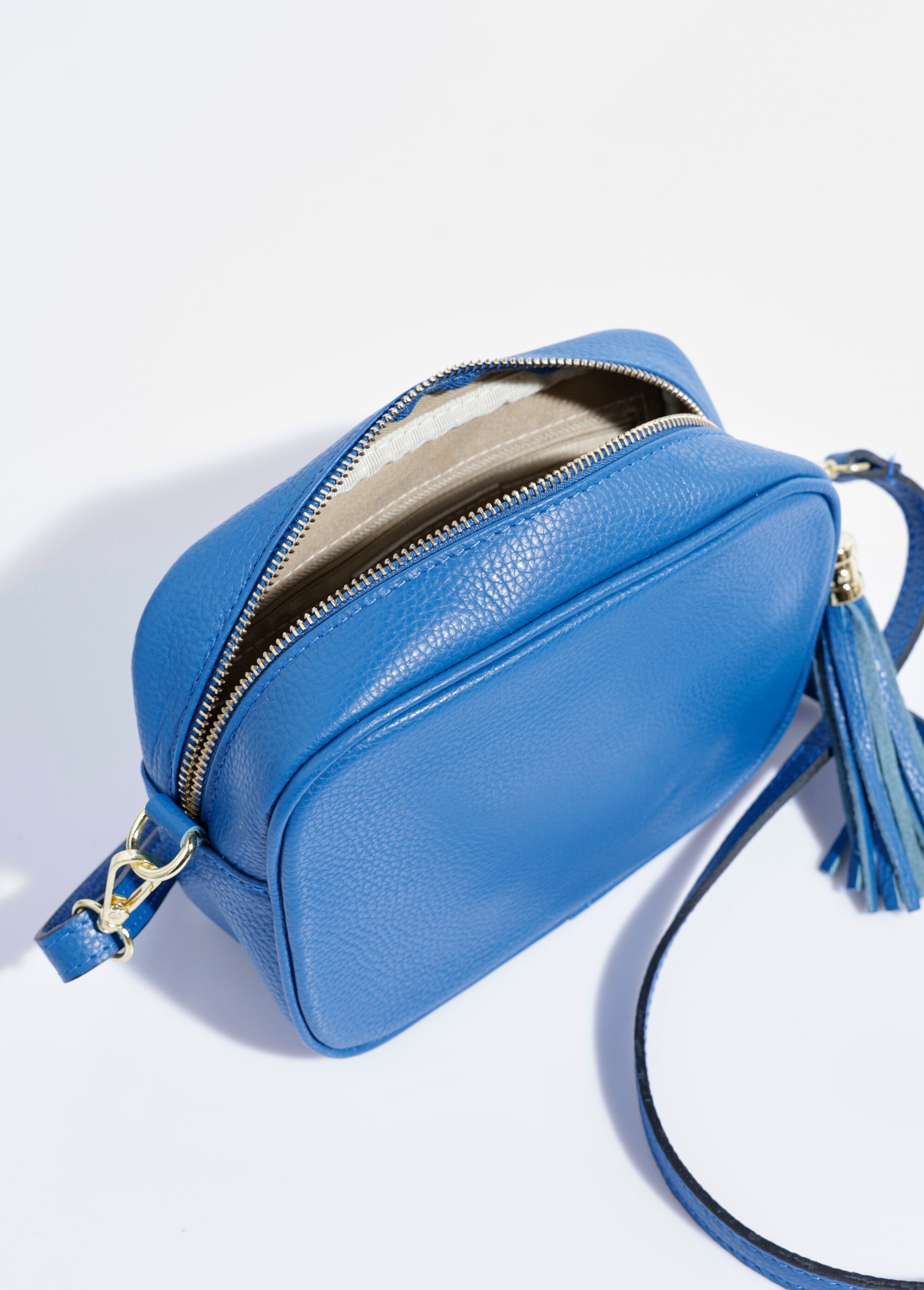 Sac zippé en cuir, bandoulière amovible Femme Bleu AE-FLZE9019 DE2