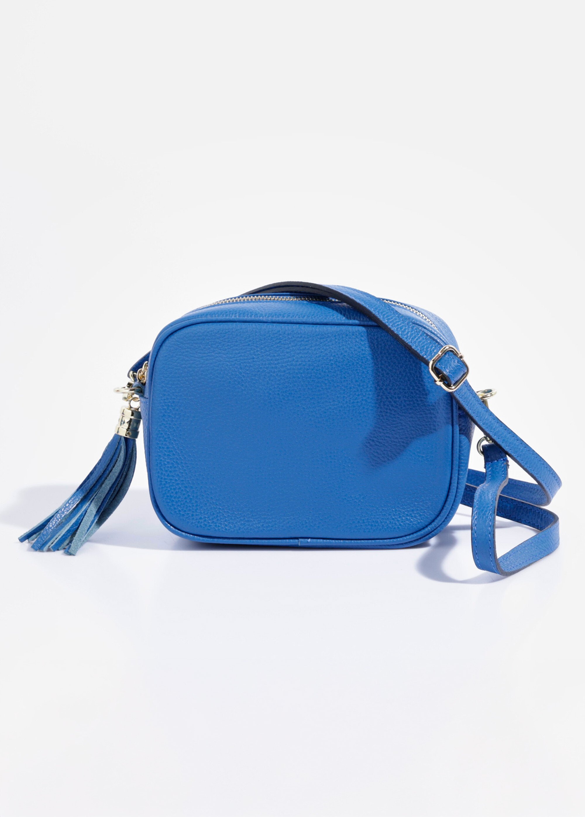 Sac zippé en cuir, bandoulière amovible Femme Bleu AE-FLZE9019 FA1