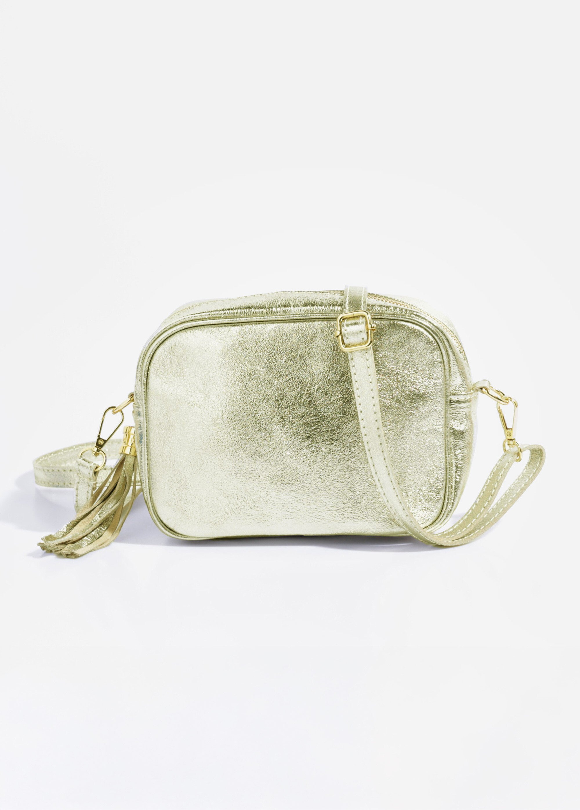 Sac zippé en cuir, bandoulière amovible Femme Doré AE-FLZE9019 FA1