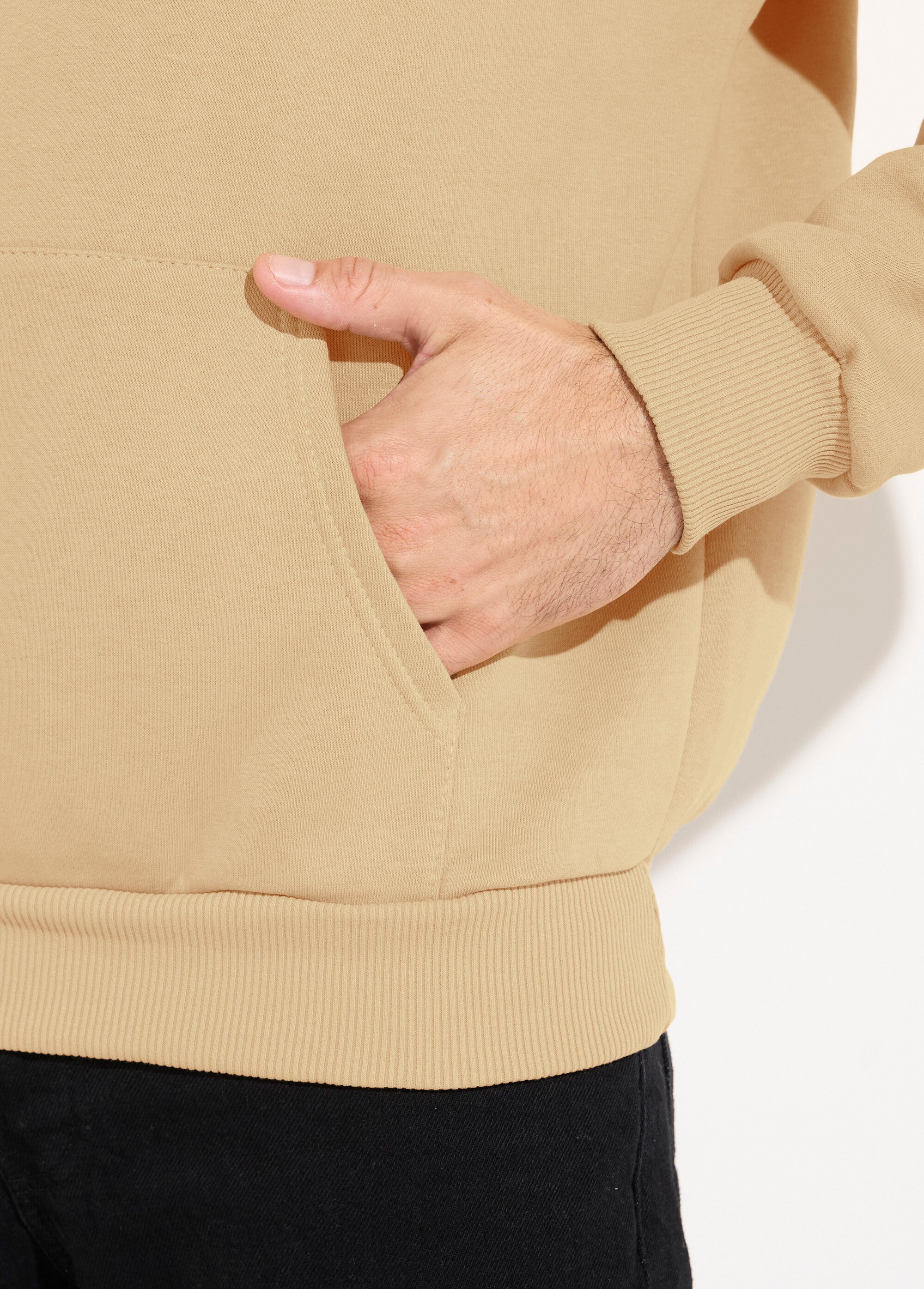 Sweat shirt à capuche et poche kangourou Marron IKALL694 DE2