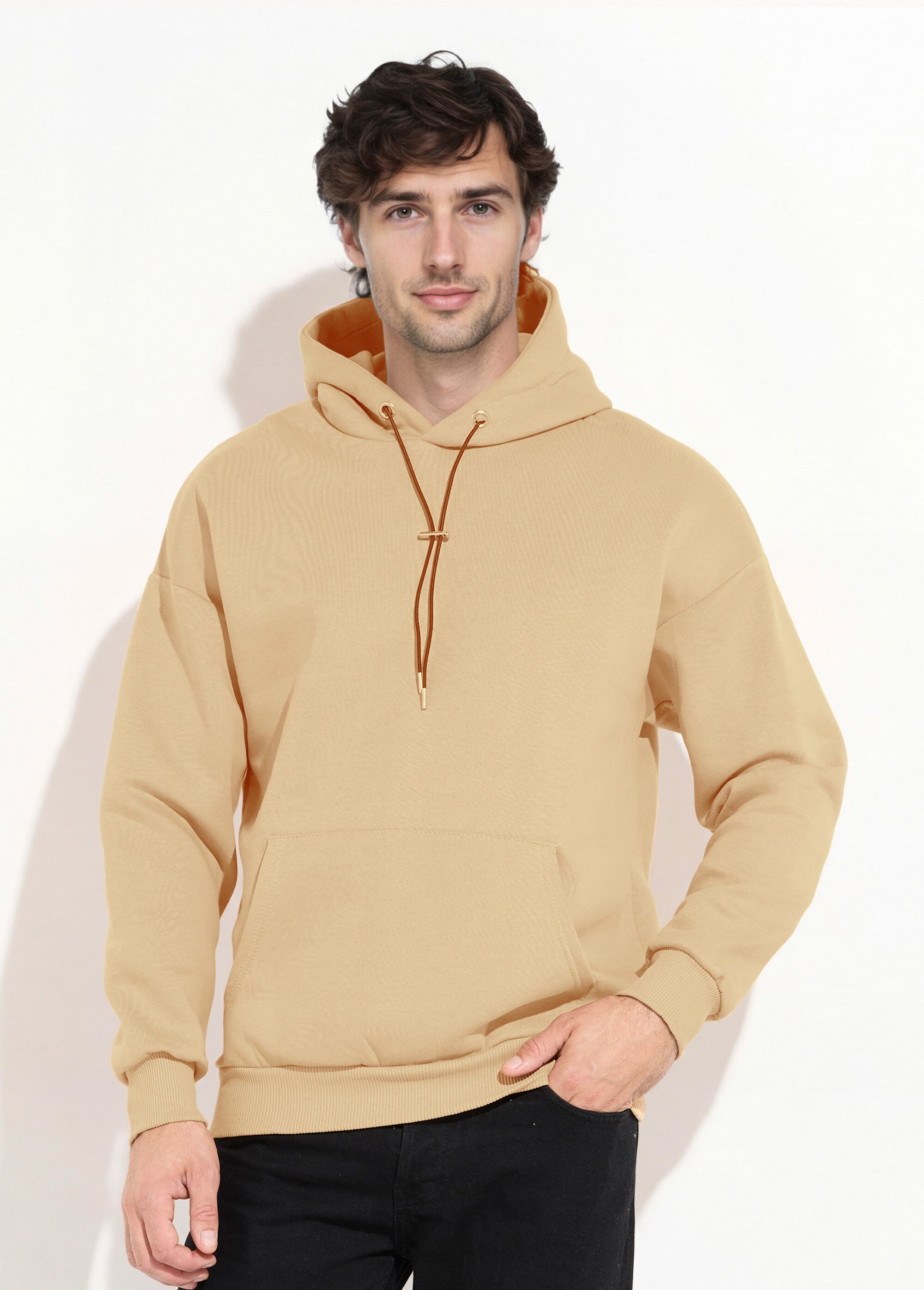 Sweat shirt à capuche et poche kangourou Marron IKALL694 FA1