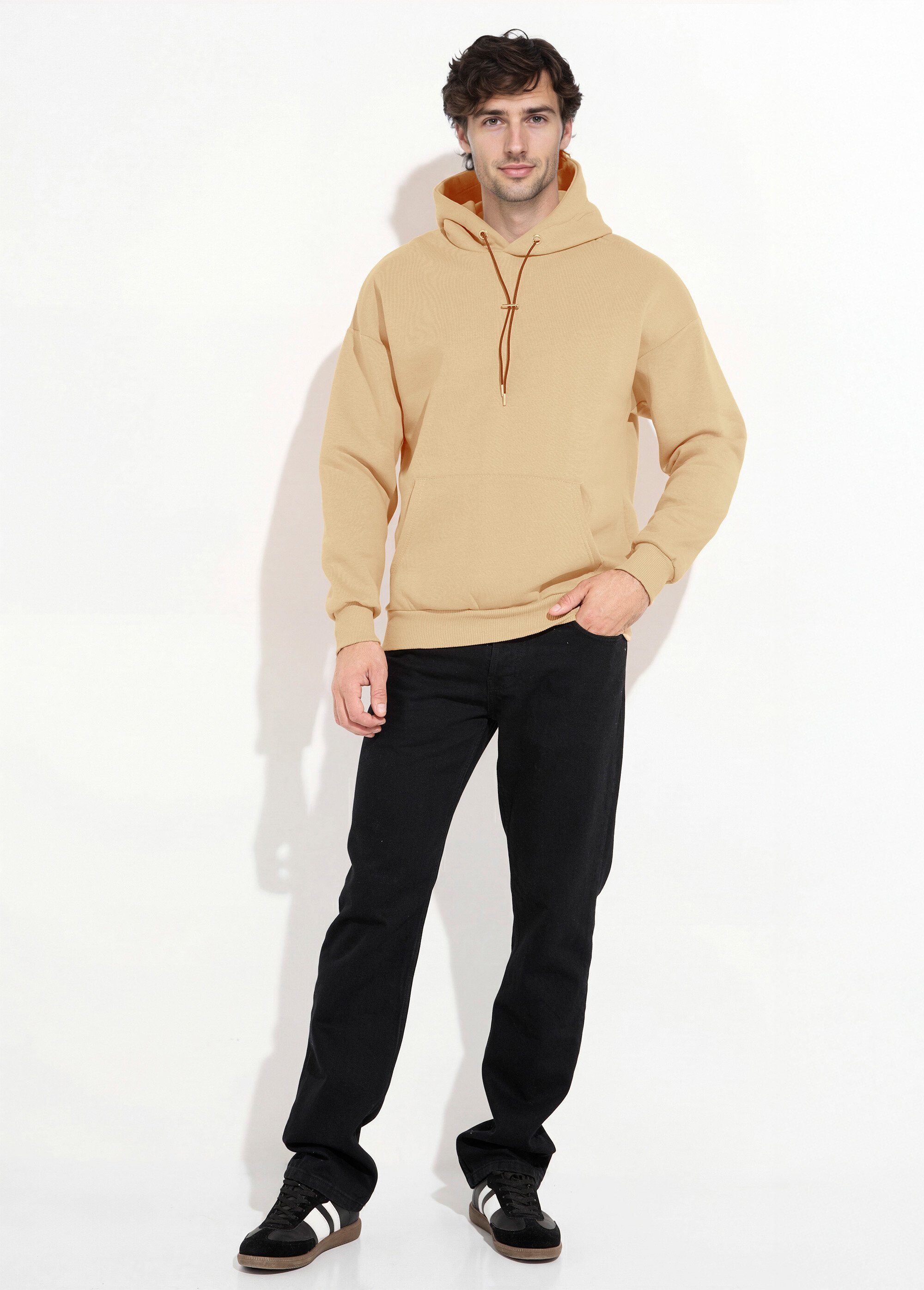 Sweat shirt à capuche et poche kangourou Marron IKALL694 SF1