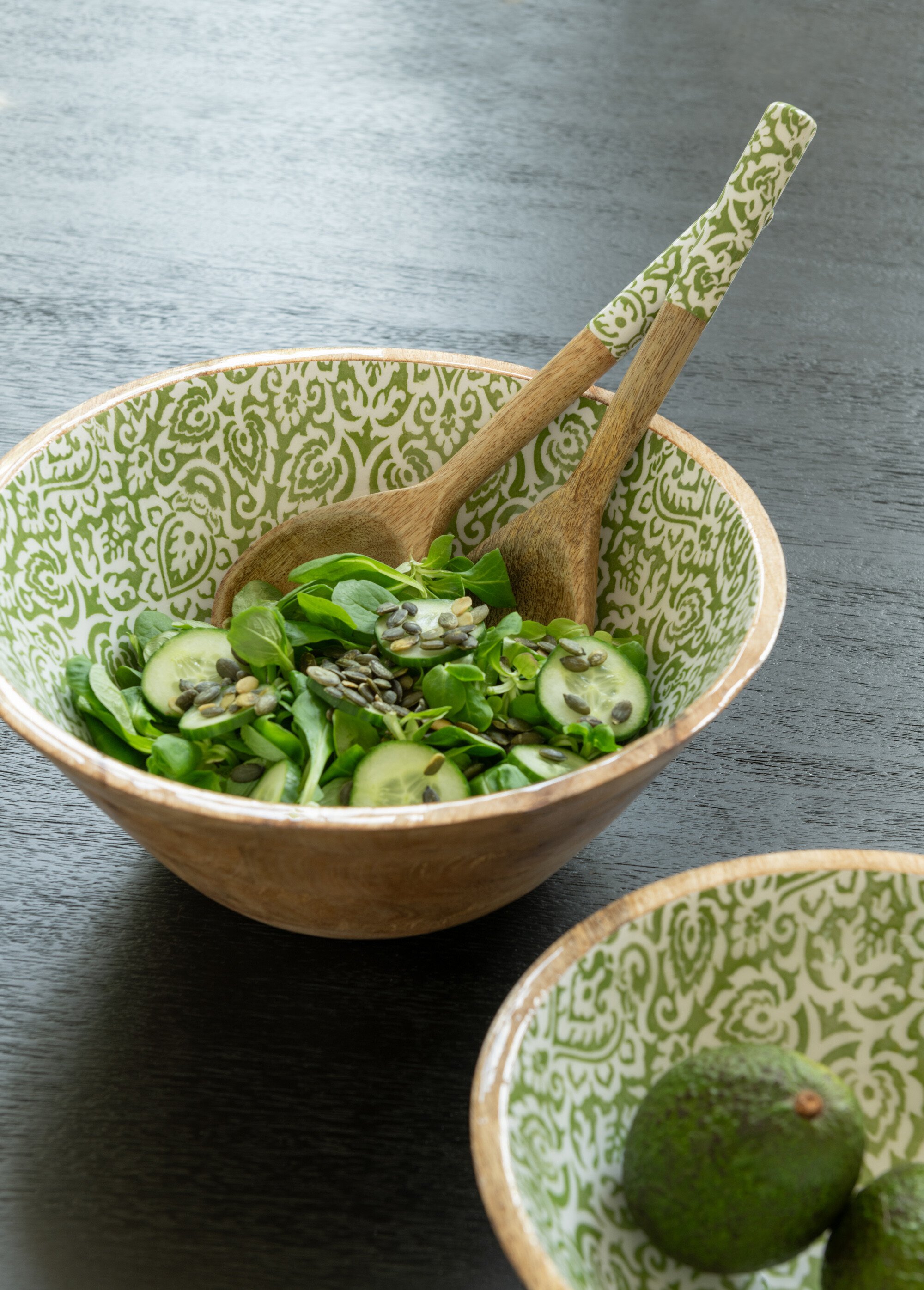 2 couverts à salade bois décor arabesques Beige JOL43862 DE2