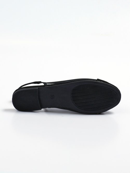 Ballerines plates en résille talon ouvert Femme Noir ERY333-309 UN1