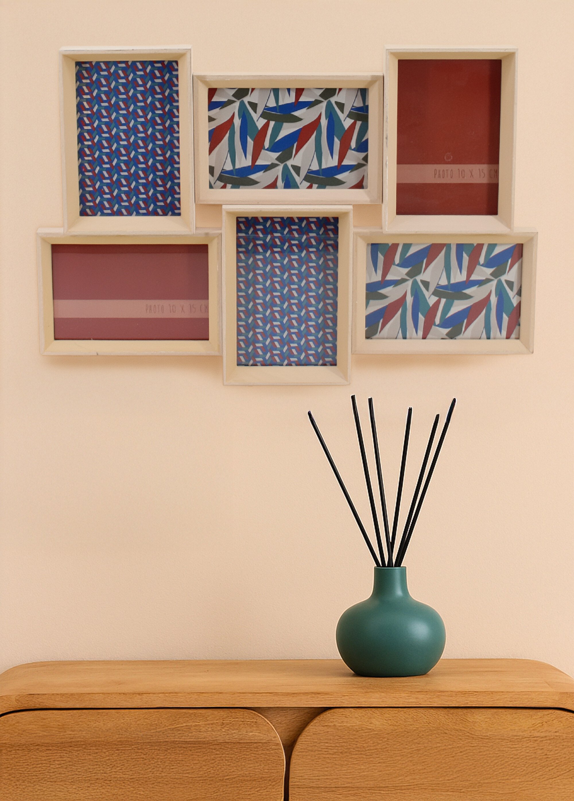 Cadre photo en bois pour 6 vues Rose NOR-11121 SI1