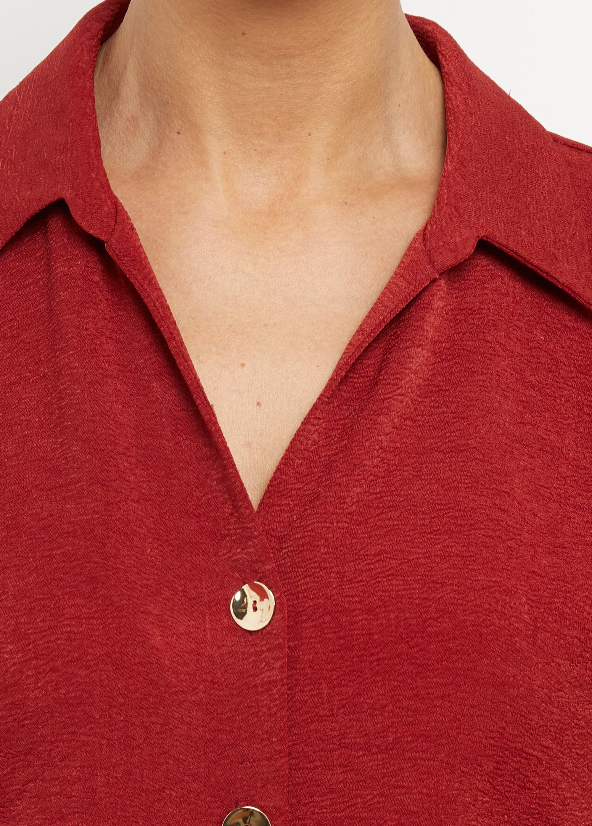 Chemisier manches courtes, noué taille Femme Orange MOD-CHEGIL DE1