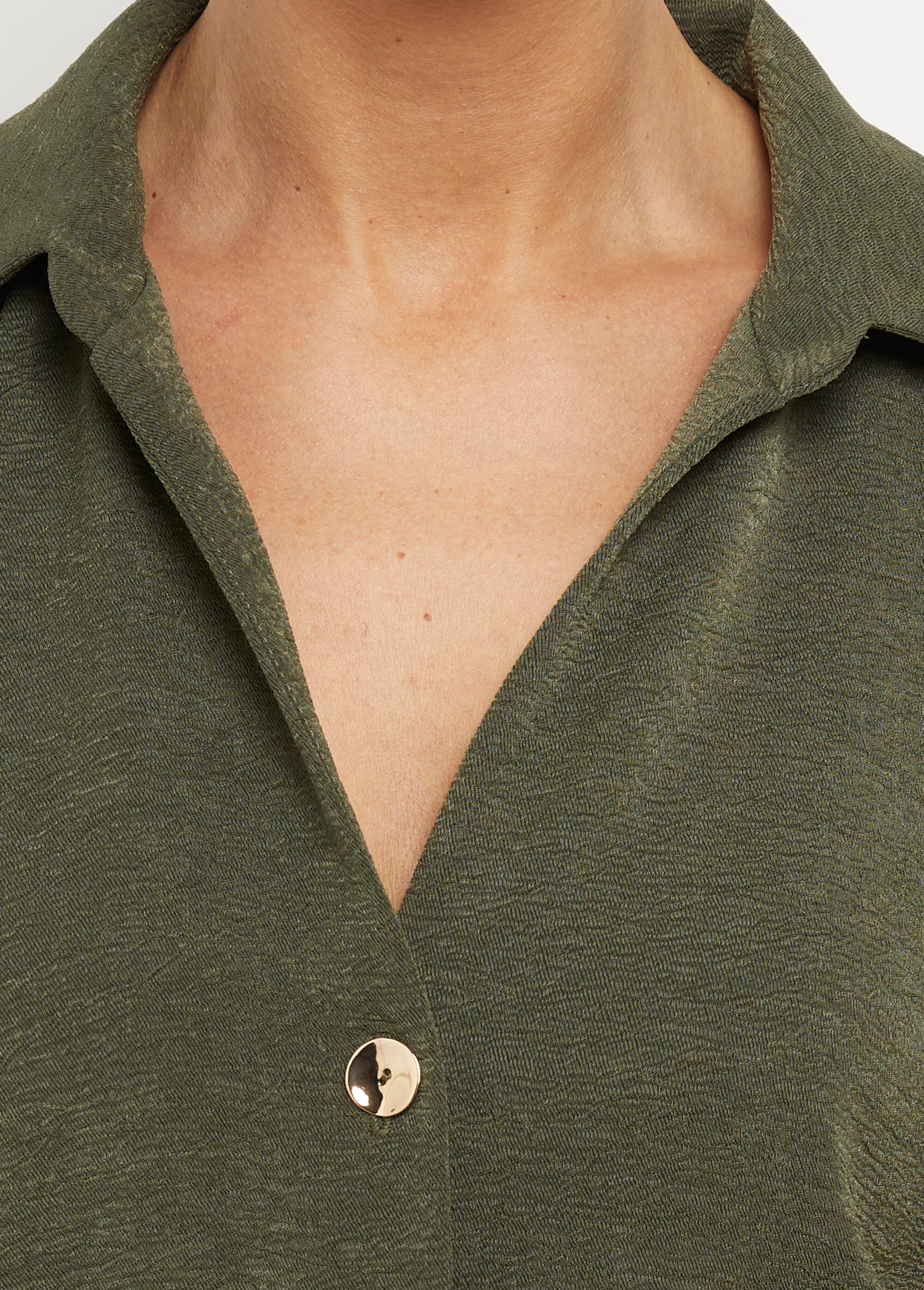 Chemisier manches courtes, noué taille Femme Vert MOD-CHEGIL DE2