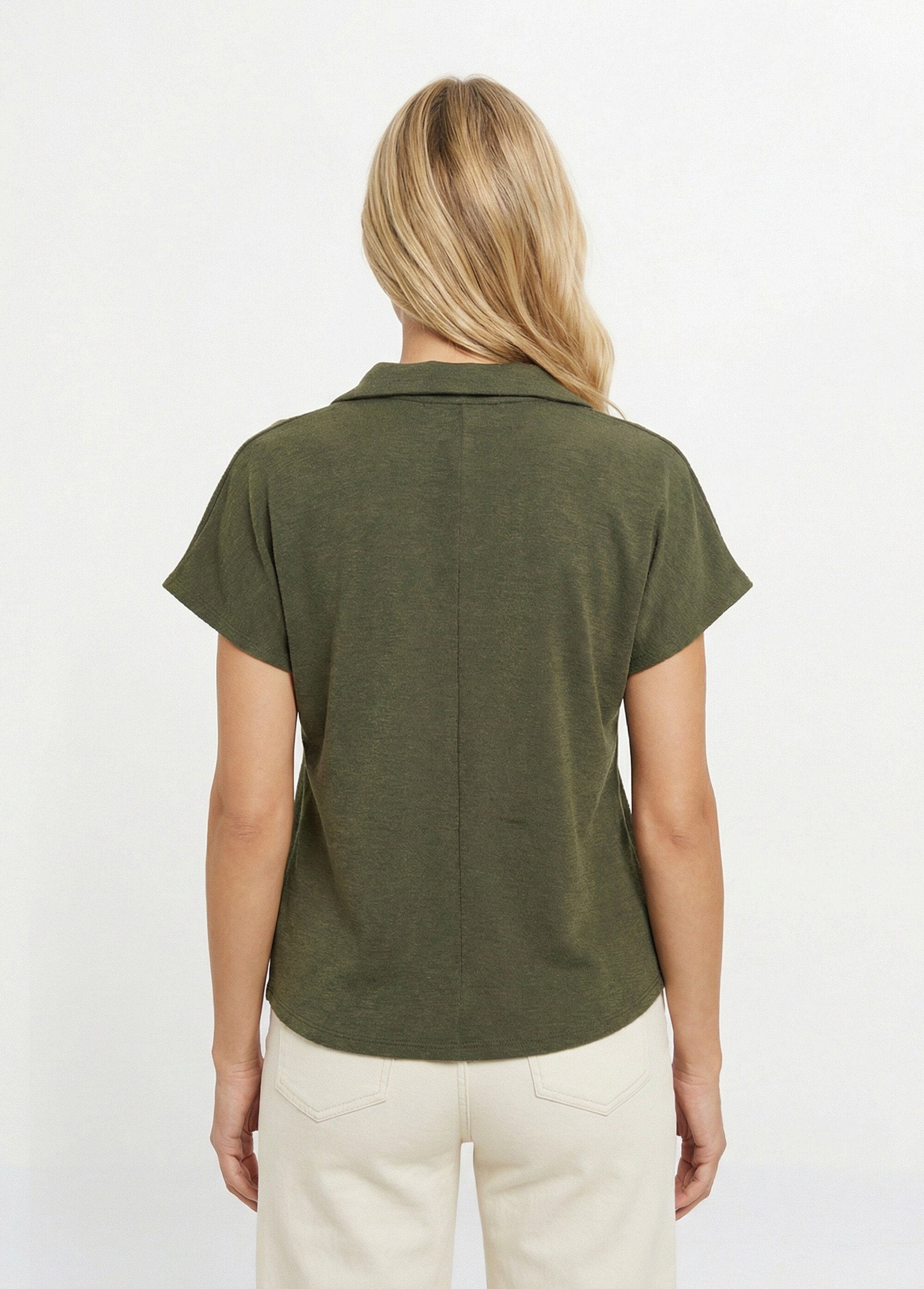 Chemisier manches courtes, noué taille Femme Vert MOD-CHEGIL DO1