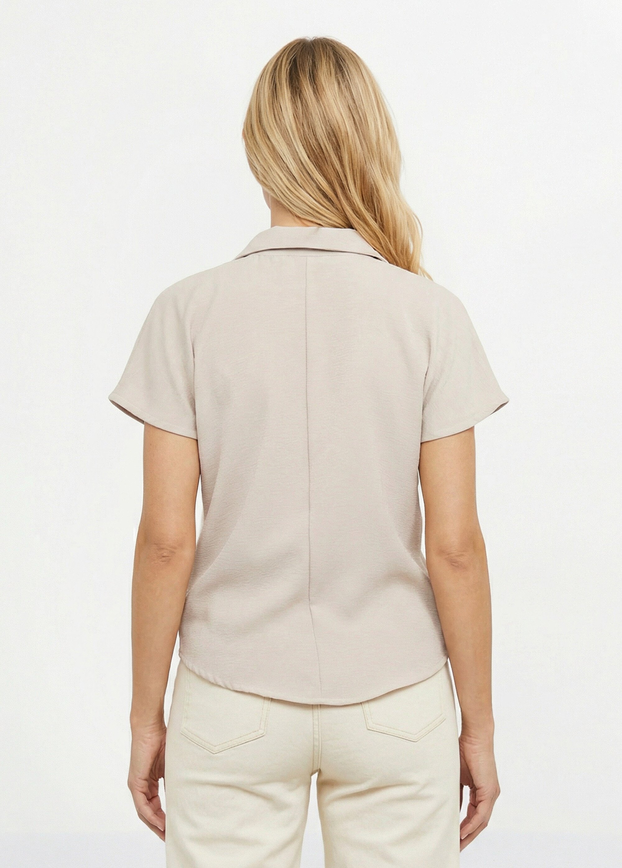 Chemisier manches courtes, noué taille Femme Beige MOD-CHEGIL DO1