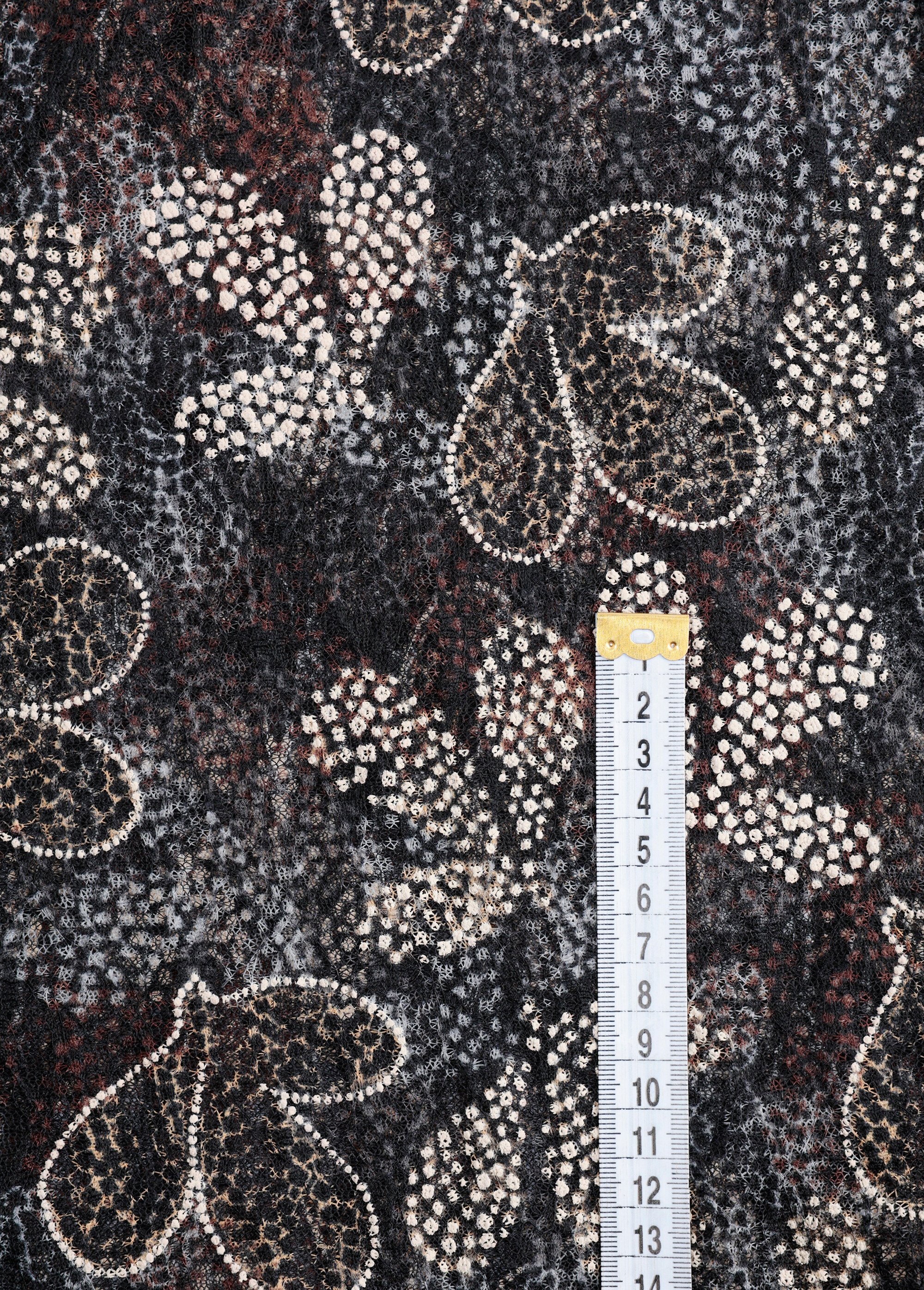 Coupon tissu dentelle feuilles BEIGE COT141567-3 DE1