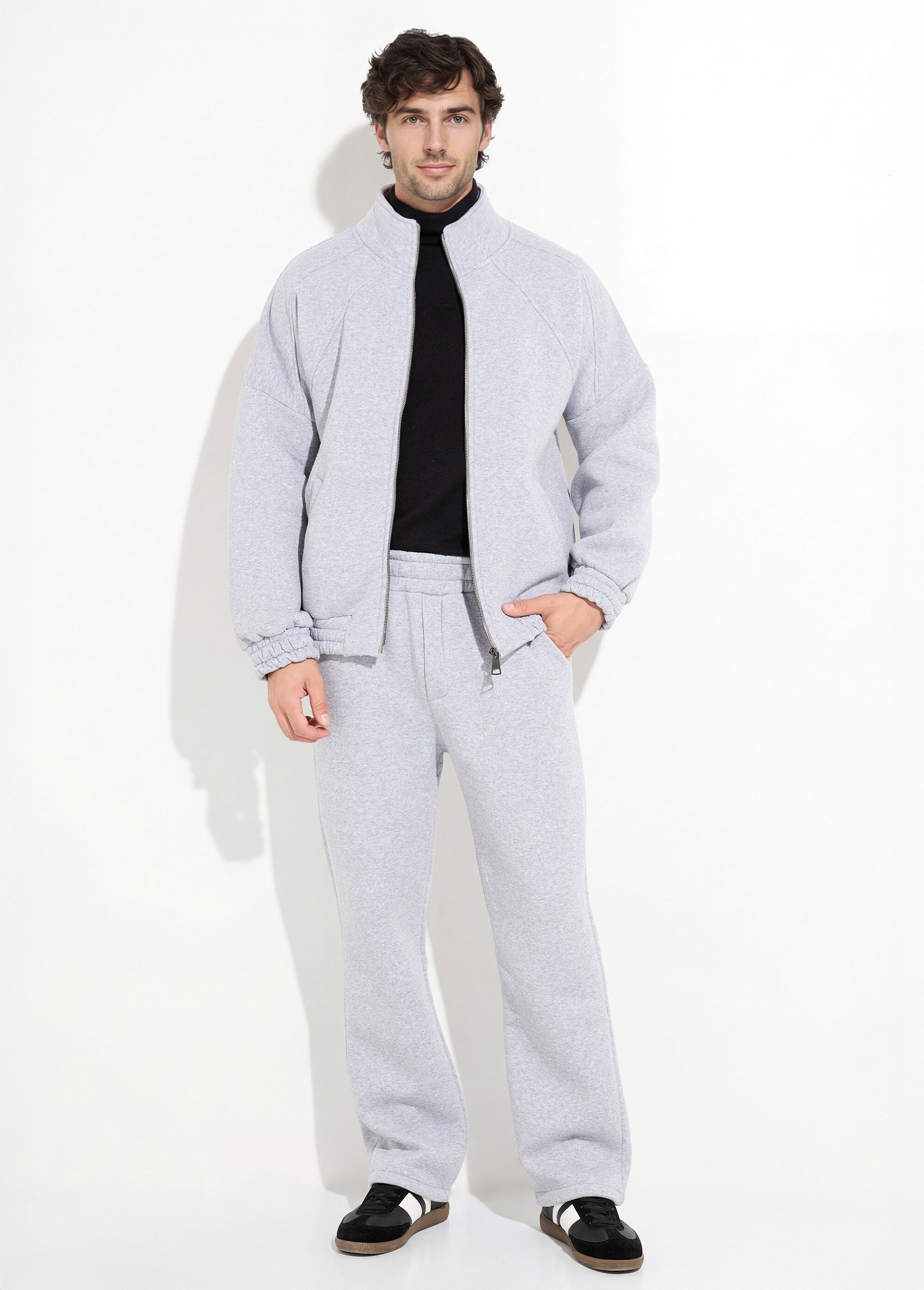 Ensemble détente chaud en molleton gratté Homme Gris UNI-195 FA1