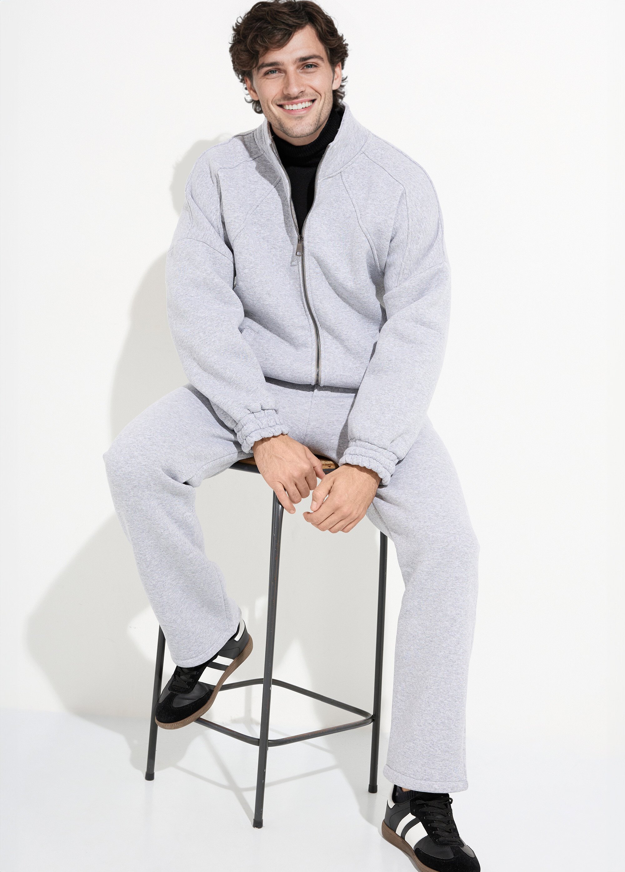 Ensemble détente chaud en molleton gratté Homme Gris UNI-195 MV1