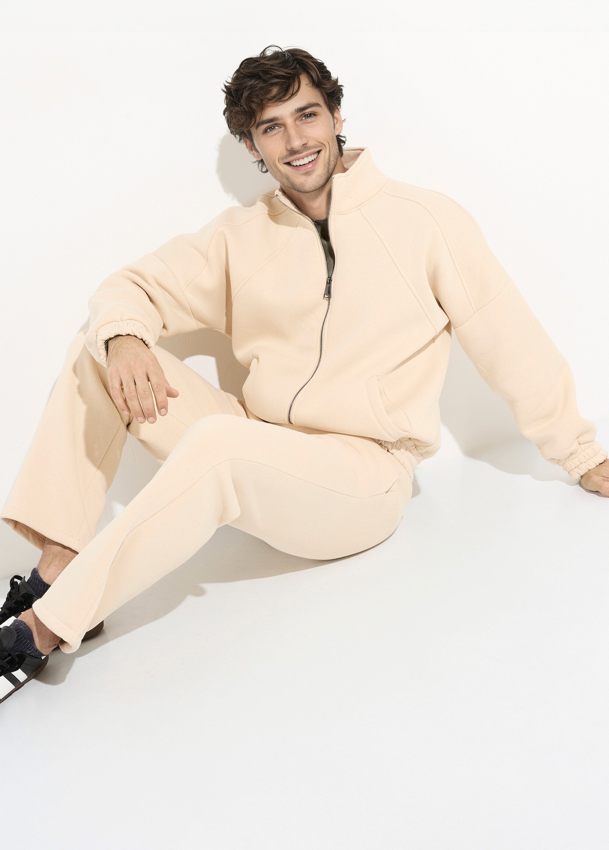 Ensemble détente chaud en molleton gratté Homme Beige UNI-195 MV1