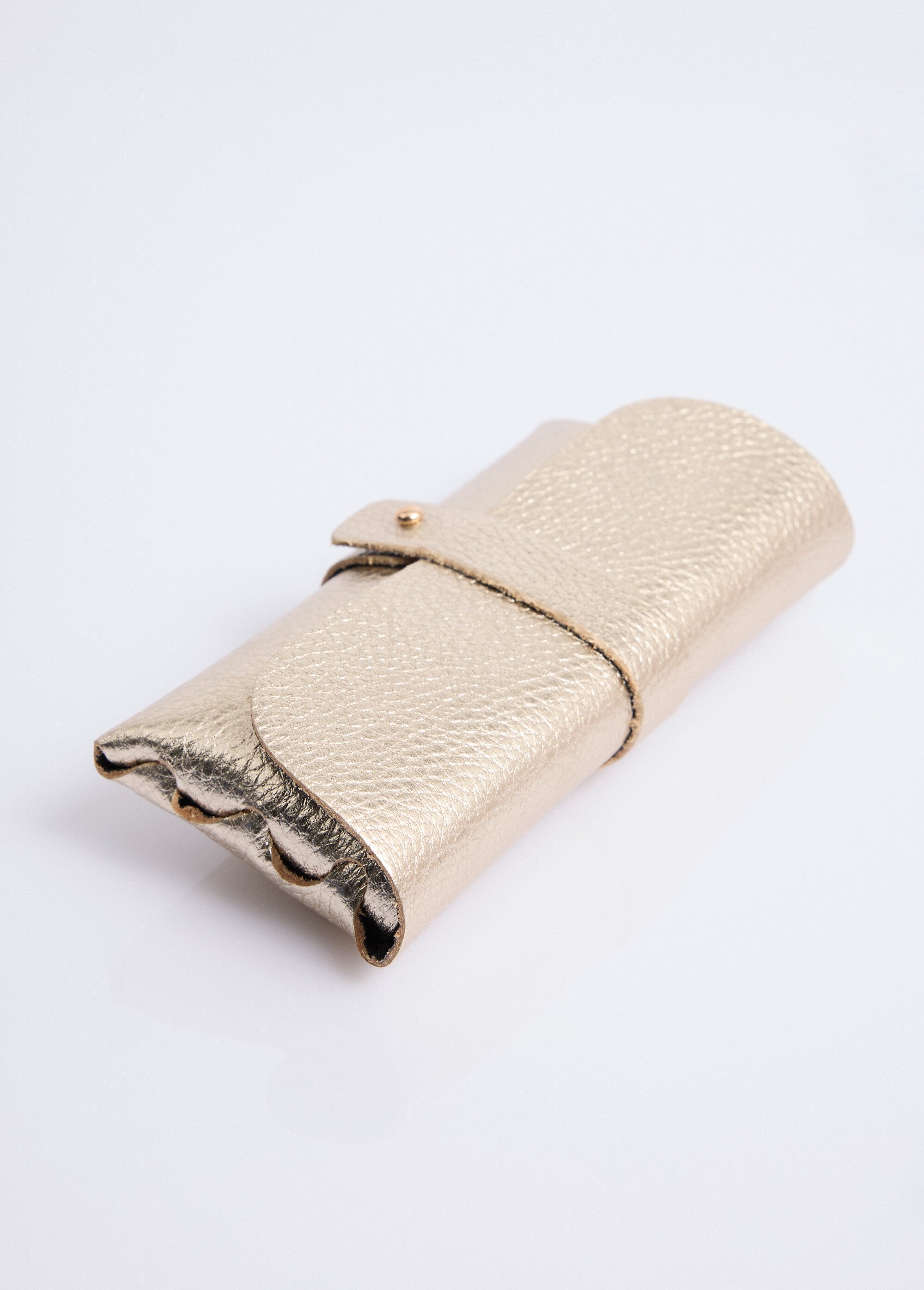 Etui à lunettes cuir grainé bords francs Femme Doré NES78GH2601 DE2
