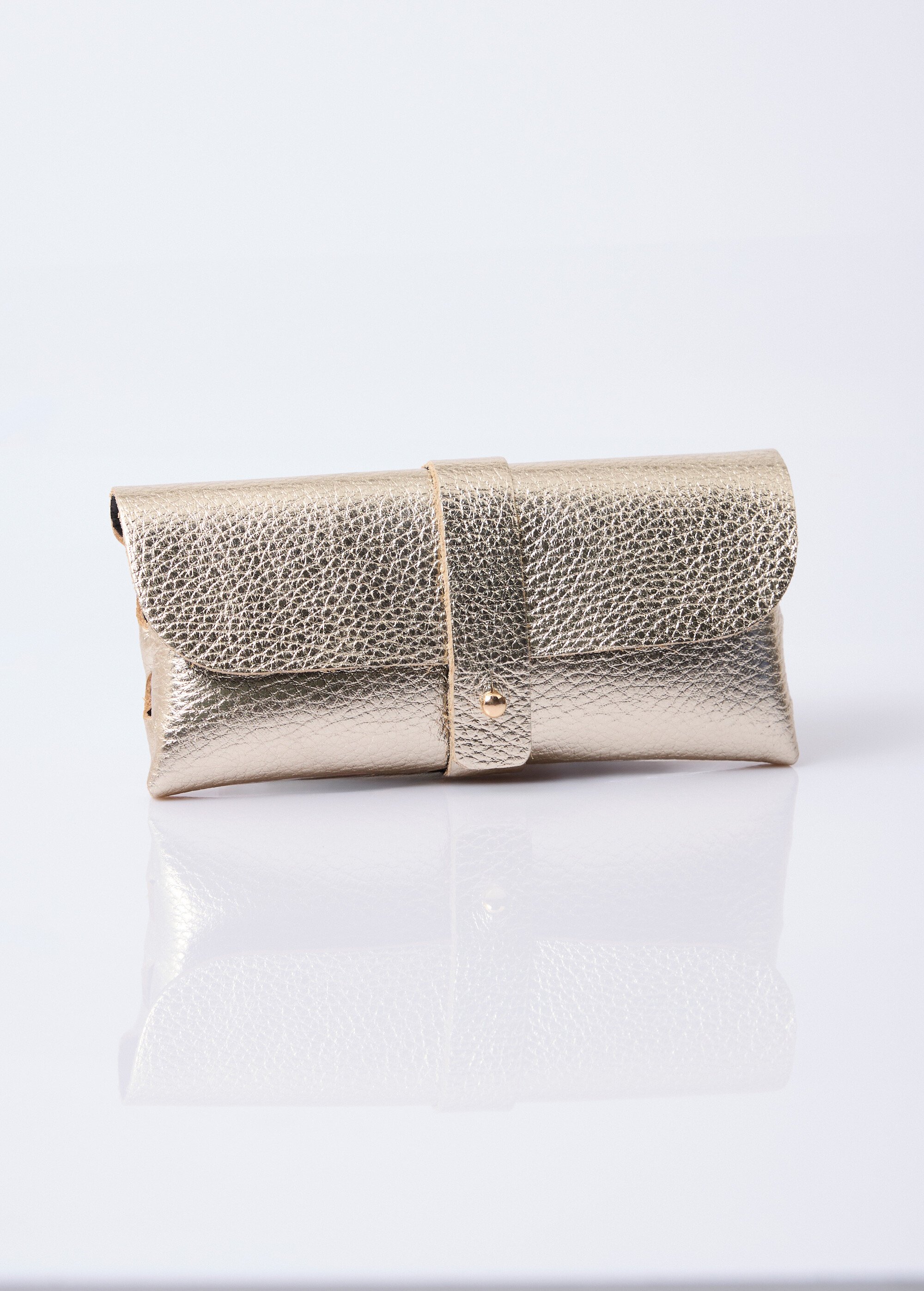 Etui à lunettes cuir grainé bords francs Femme Doré NES78GH2601 FA1