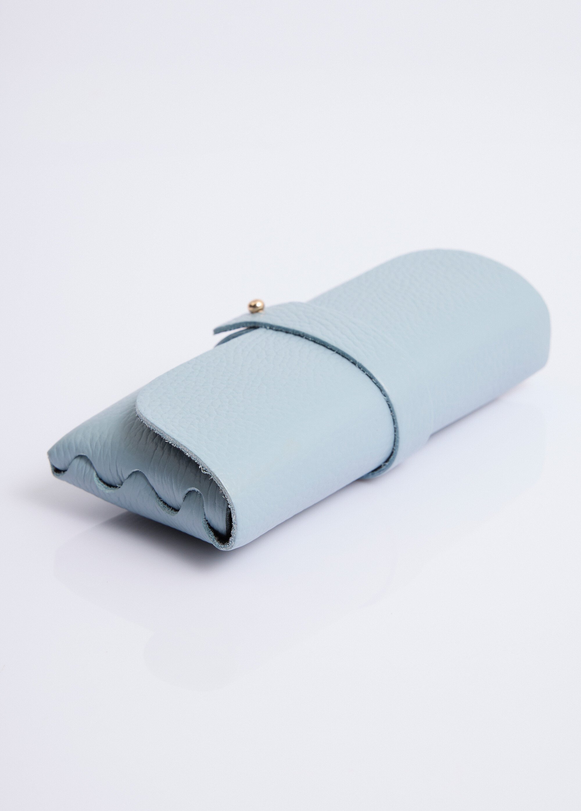 Etui à lunettes cuir grainé bords francs Femme Bleu NES78GH2601 DE2