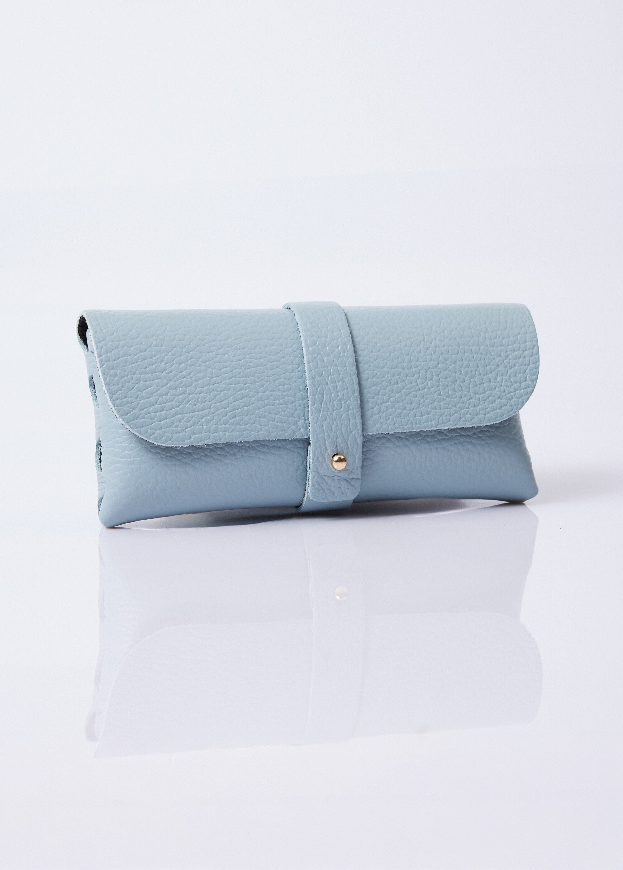 Etui à lunettes cuir grainé bords francs Femme Bleu NES78GH2601 FA1