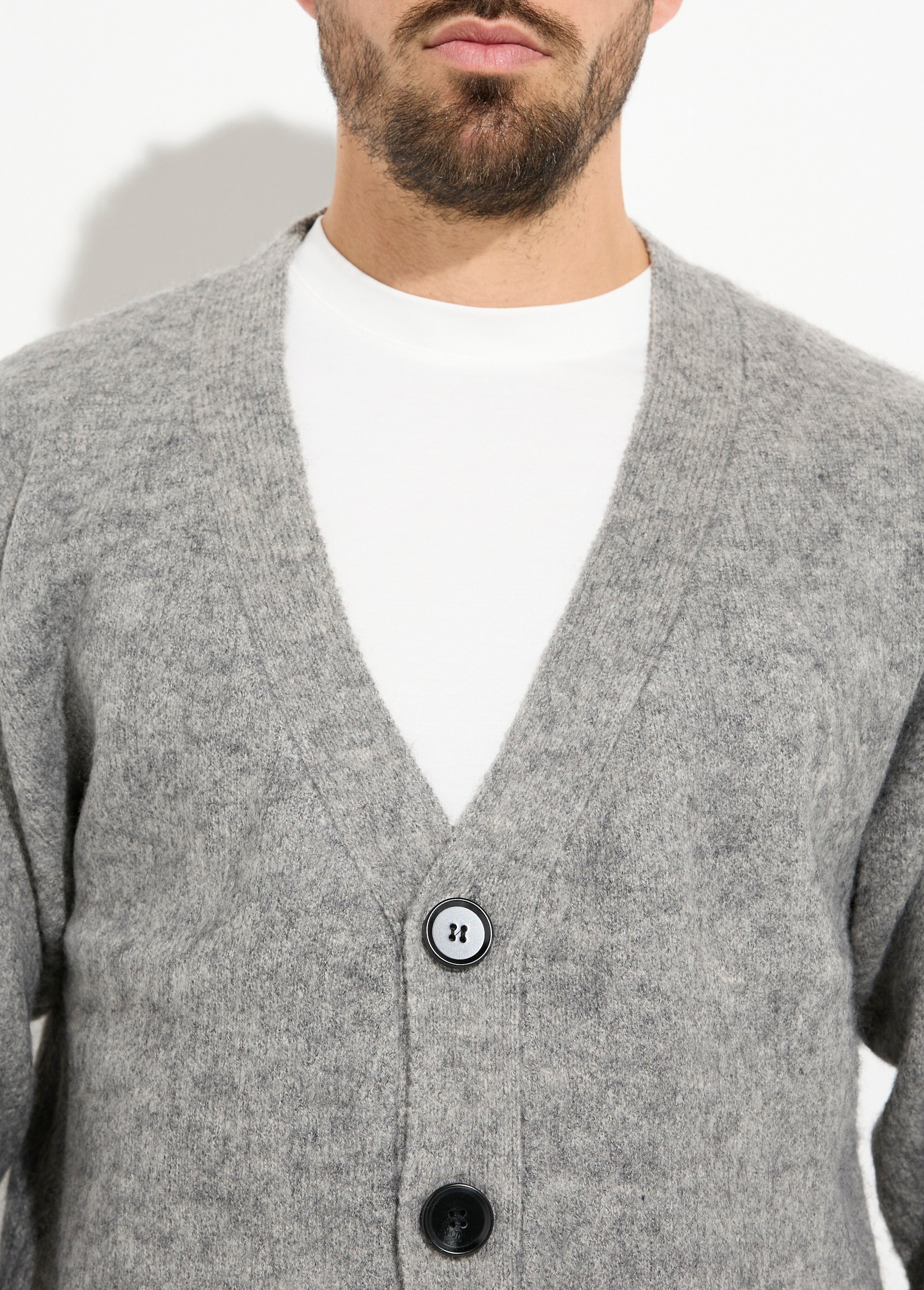 Gilet chaud en maille avec de la laine Homme Gris UNI6686 DE1