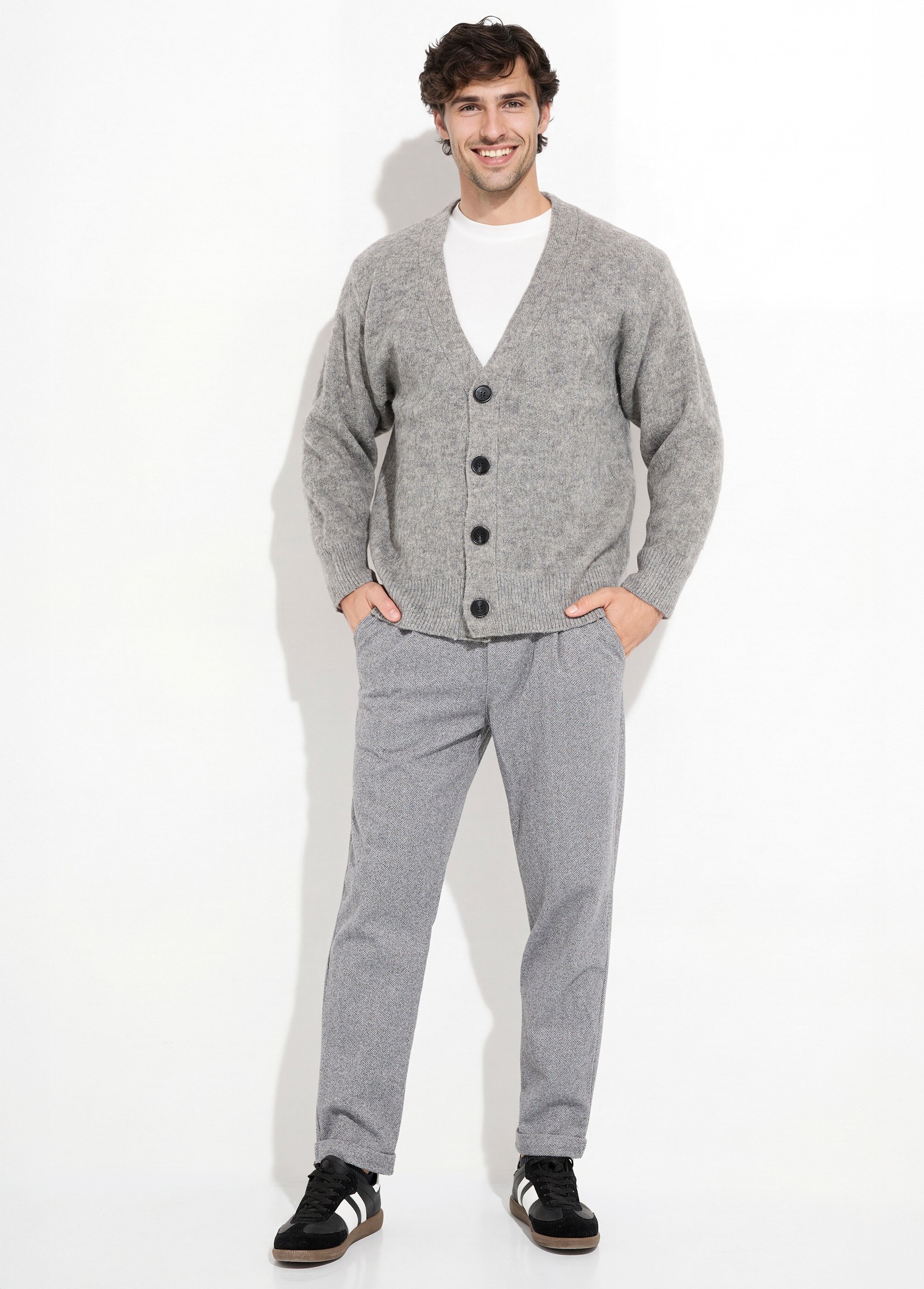 Gilet chaud en maille avec de la laine Homme Gris UNI6686 SF1