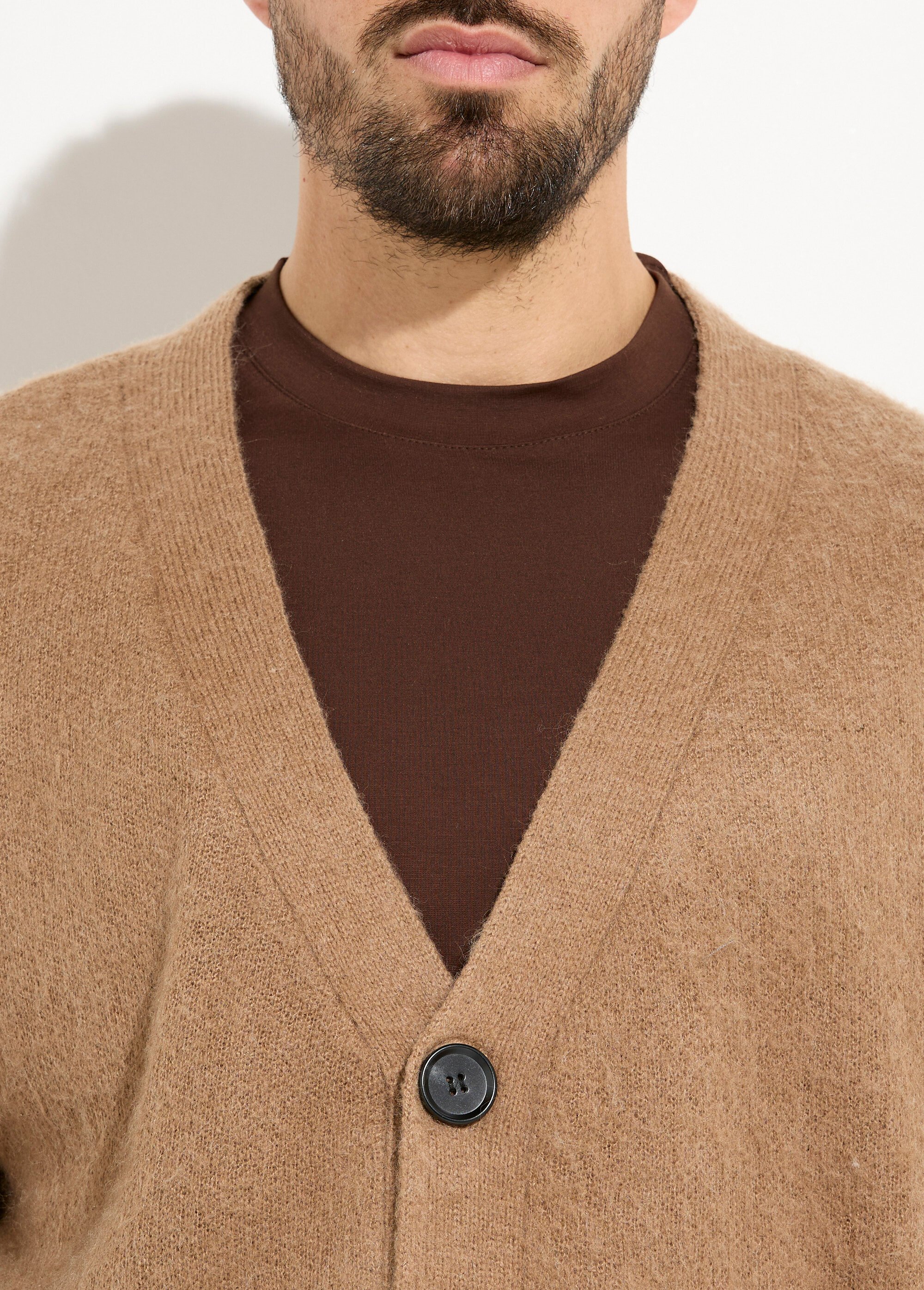 Gilet chaud en maille avec de la laine Homme Marron UNI6686 DE1