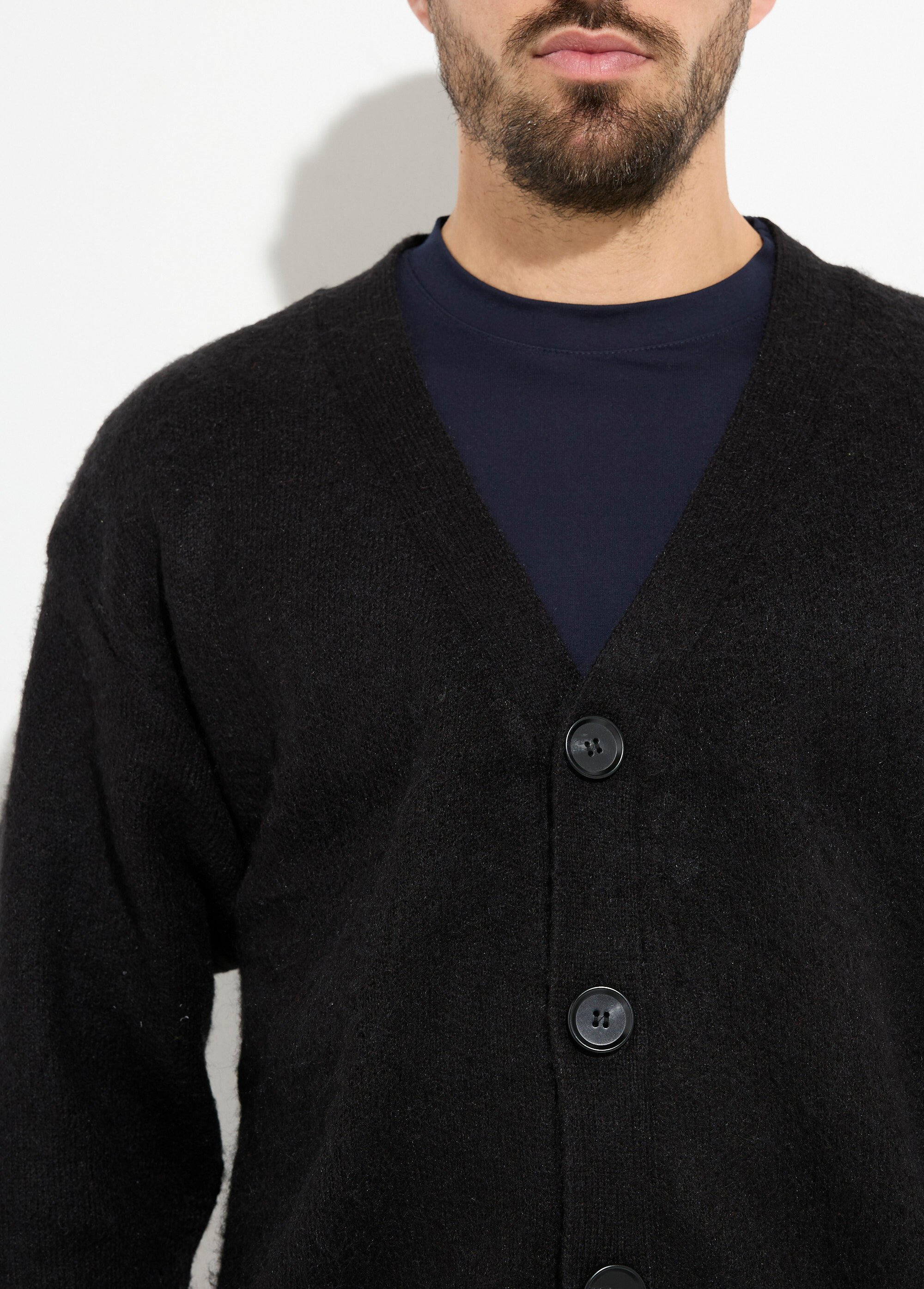 Gilet chaud en maille avec de la laine Homme Noir UNI6686 DE1