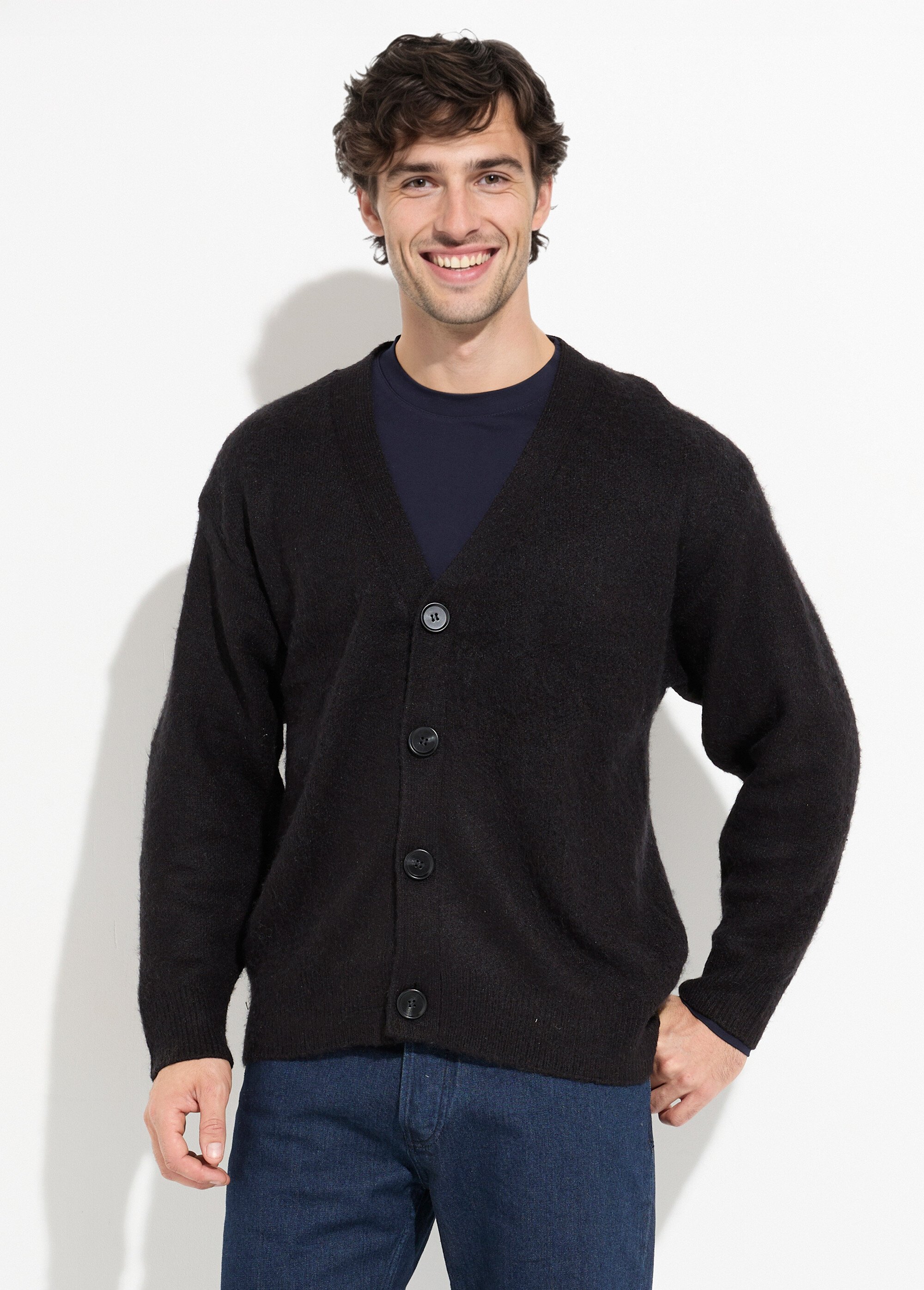 Gilet chaud en maille avec de la laine Homme Noir UNI6686 FA1