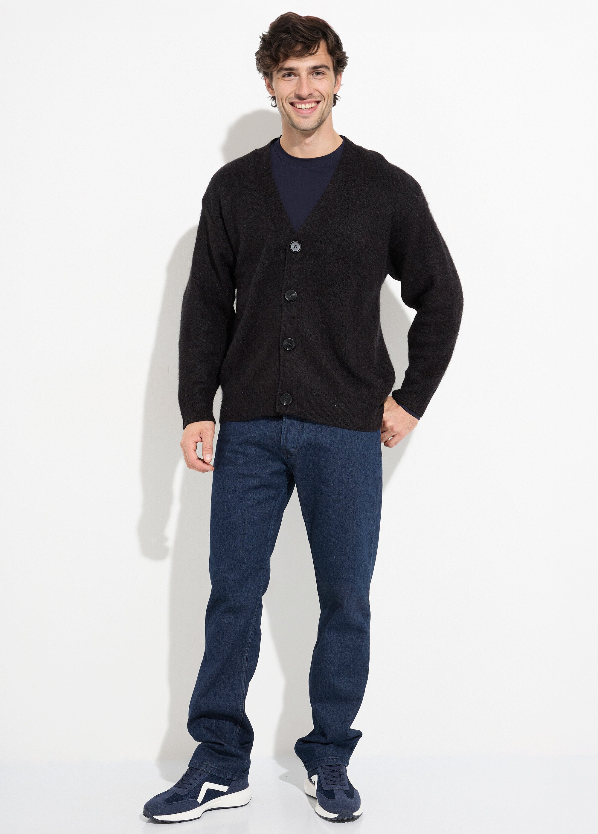 Gilet chaud en maille avec de la laine Homme Noir UNI6686 SF1