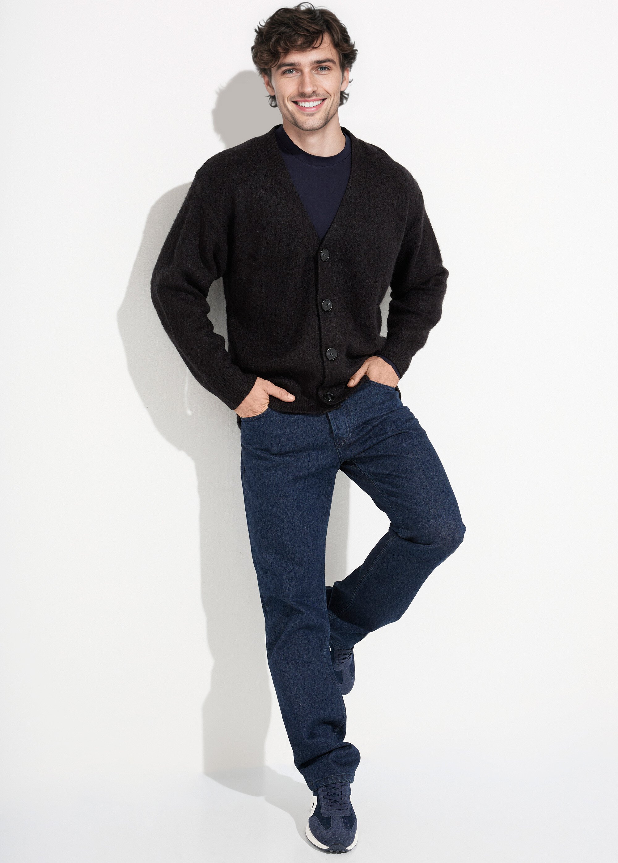 Gilet chaud en maille avec de la laine Homme Noir UNI6686 SI1