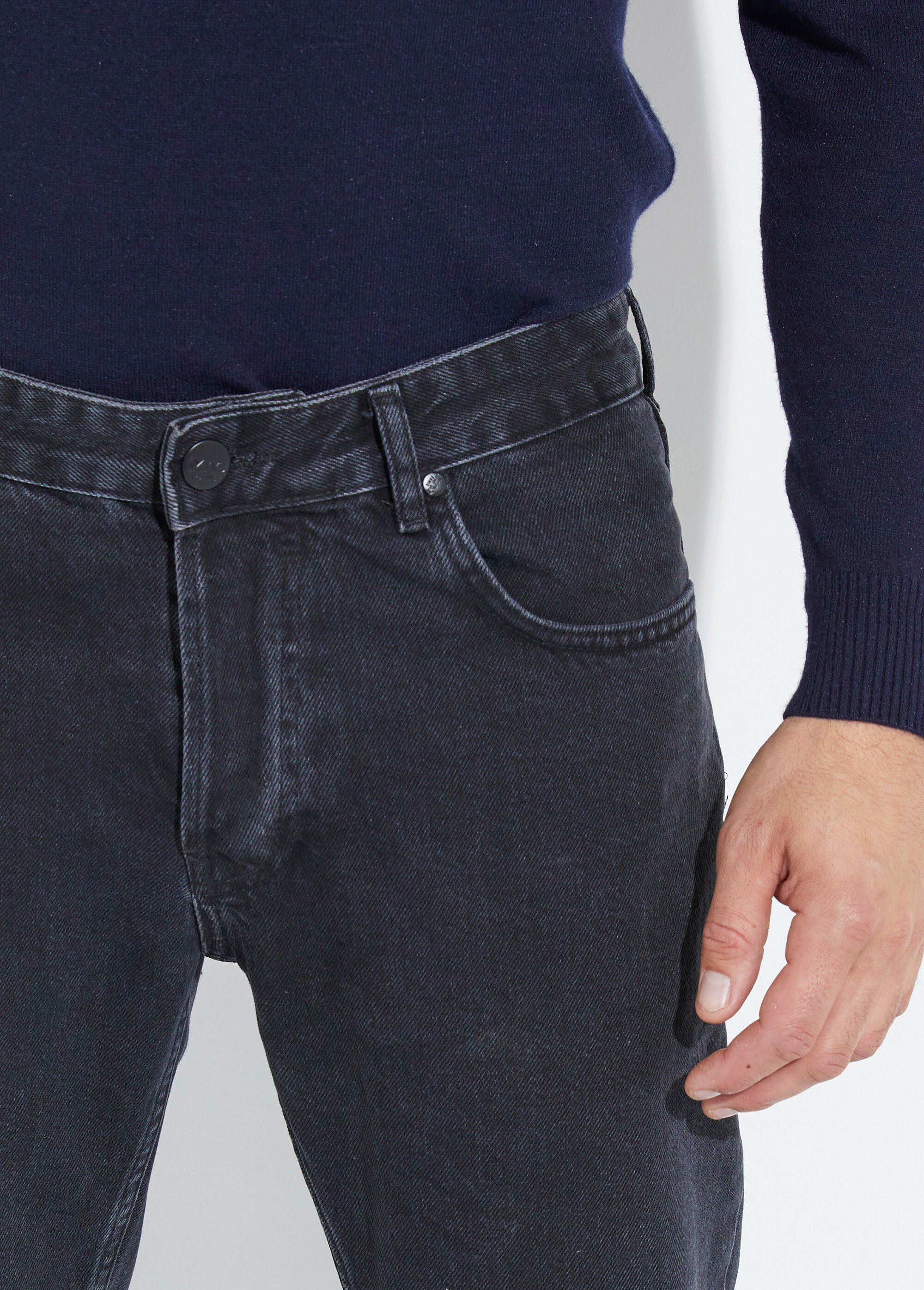 Jean denim 5 poches bas resserré, foncé 1G