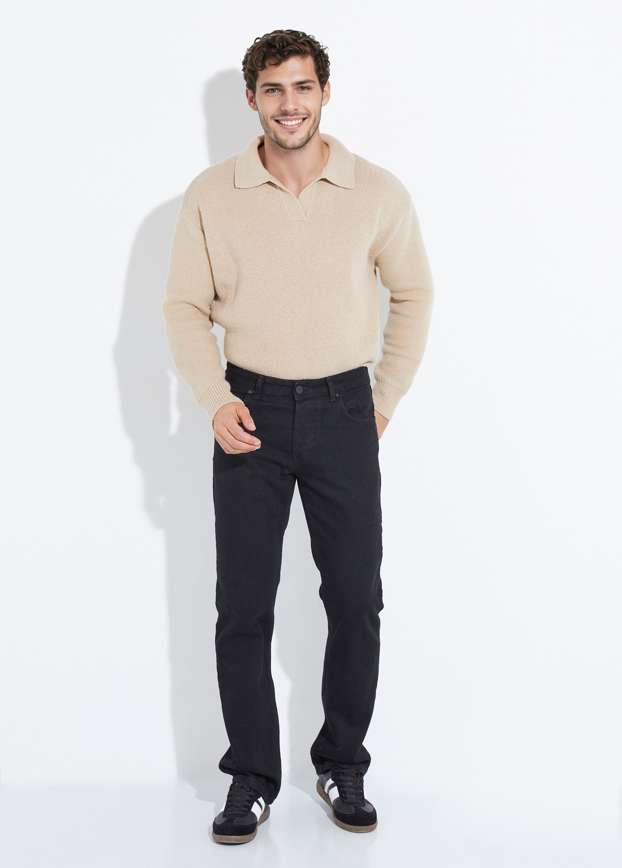 Jean denim 5 poches bas resserré, foncé 2N Homme Noir IKA4088 SF1