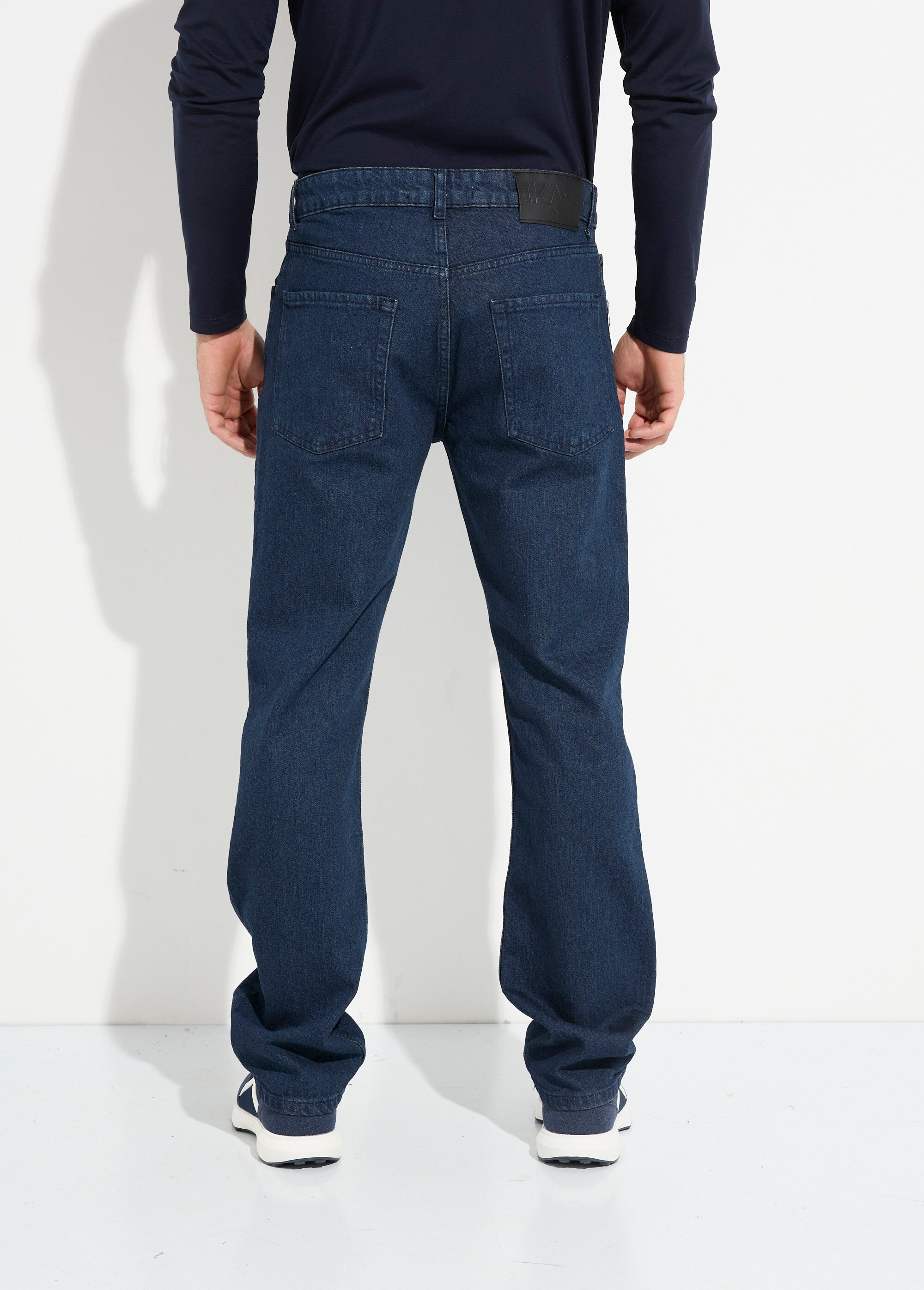 Jean large 5 poches en denim brut coupe Homme Bleu IKA4085 DO1