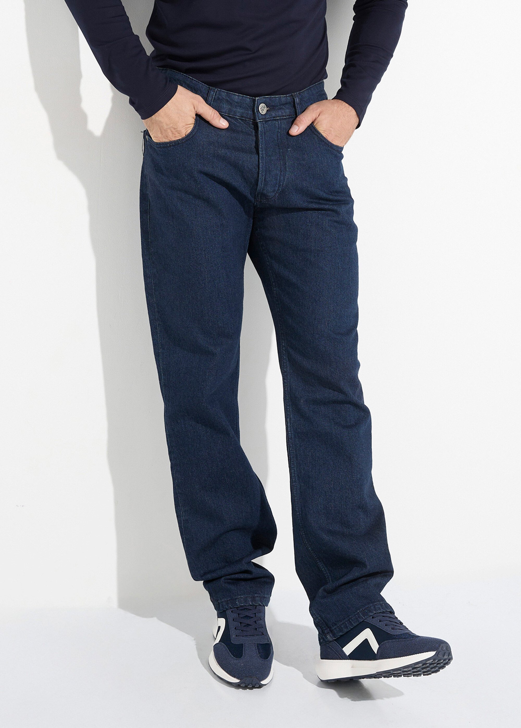 Jean large 5 poches en denim brut coupe Homme Bleu IKA4085 FA1