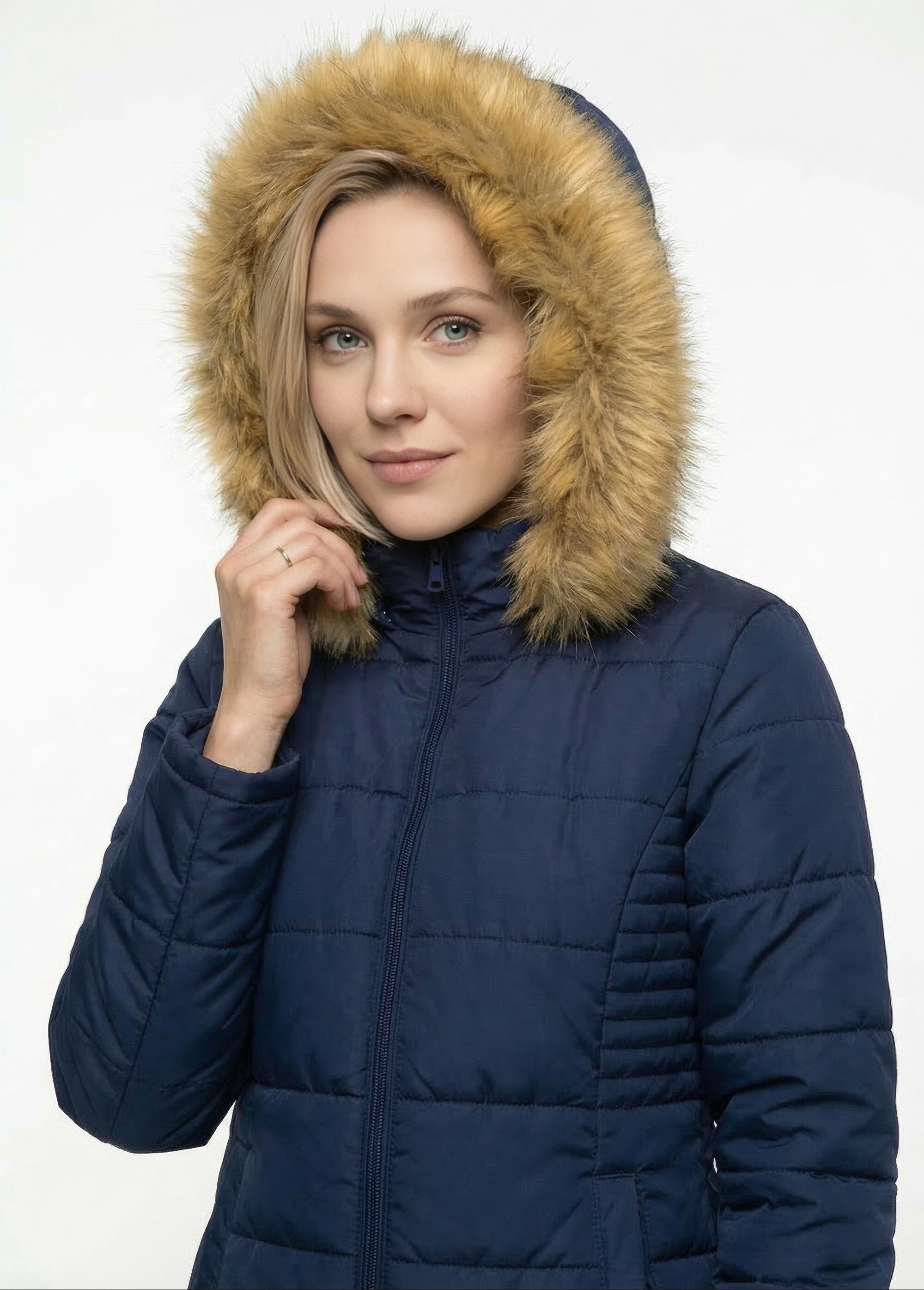 Parka matelassée avec capuche fourrure Femme Bleu PRUNETTE DE1