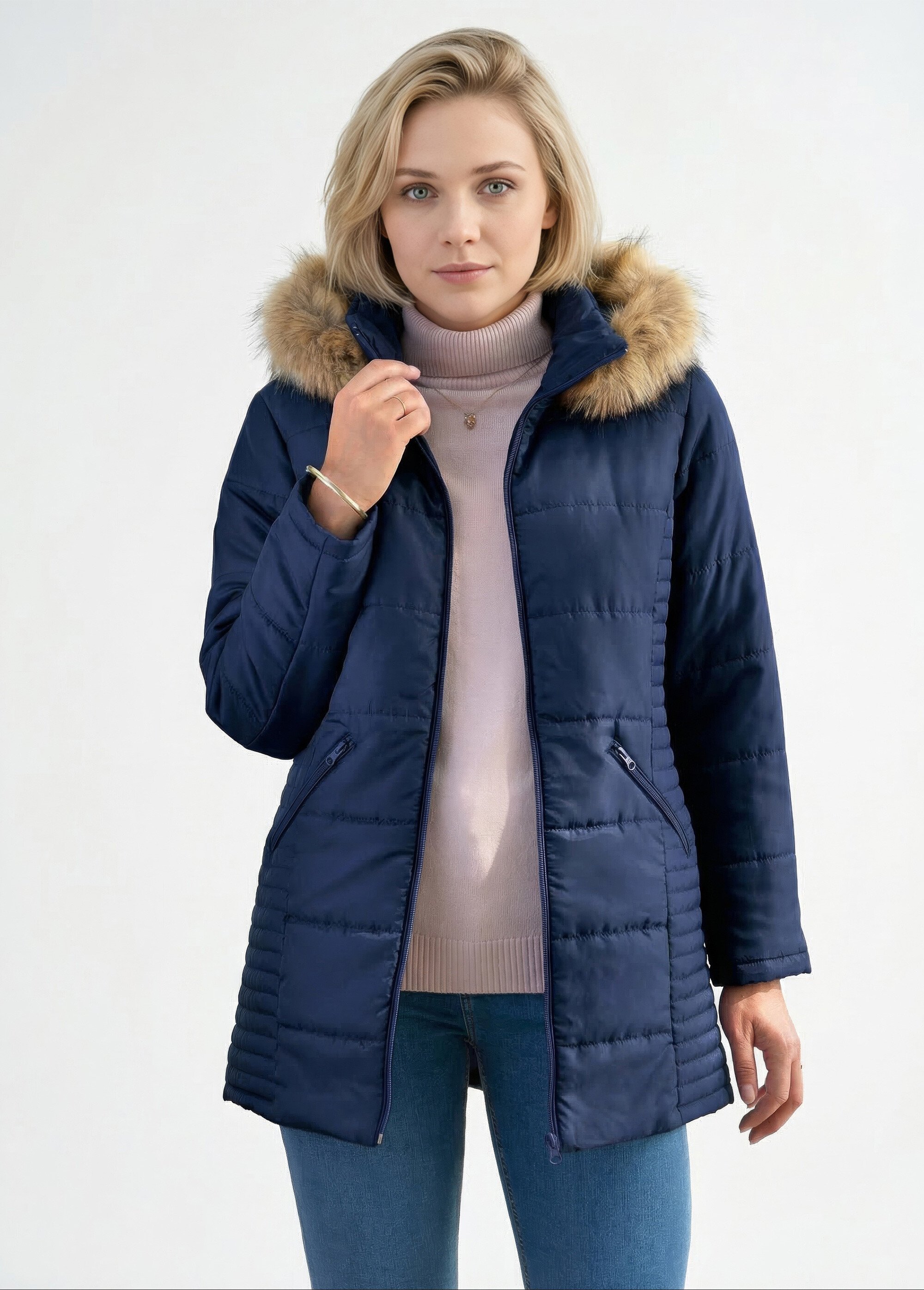 Parka matelassée avec capuche fourrure