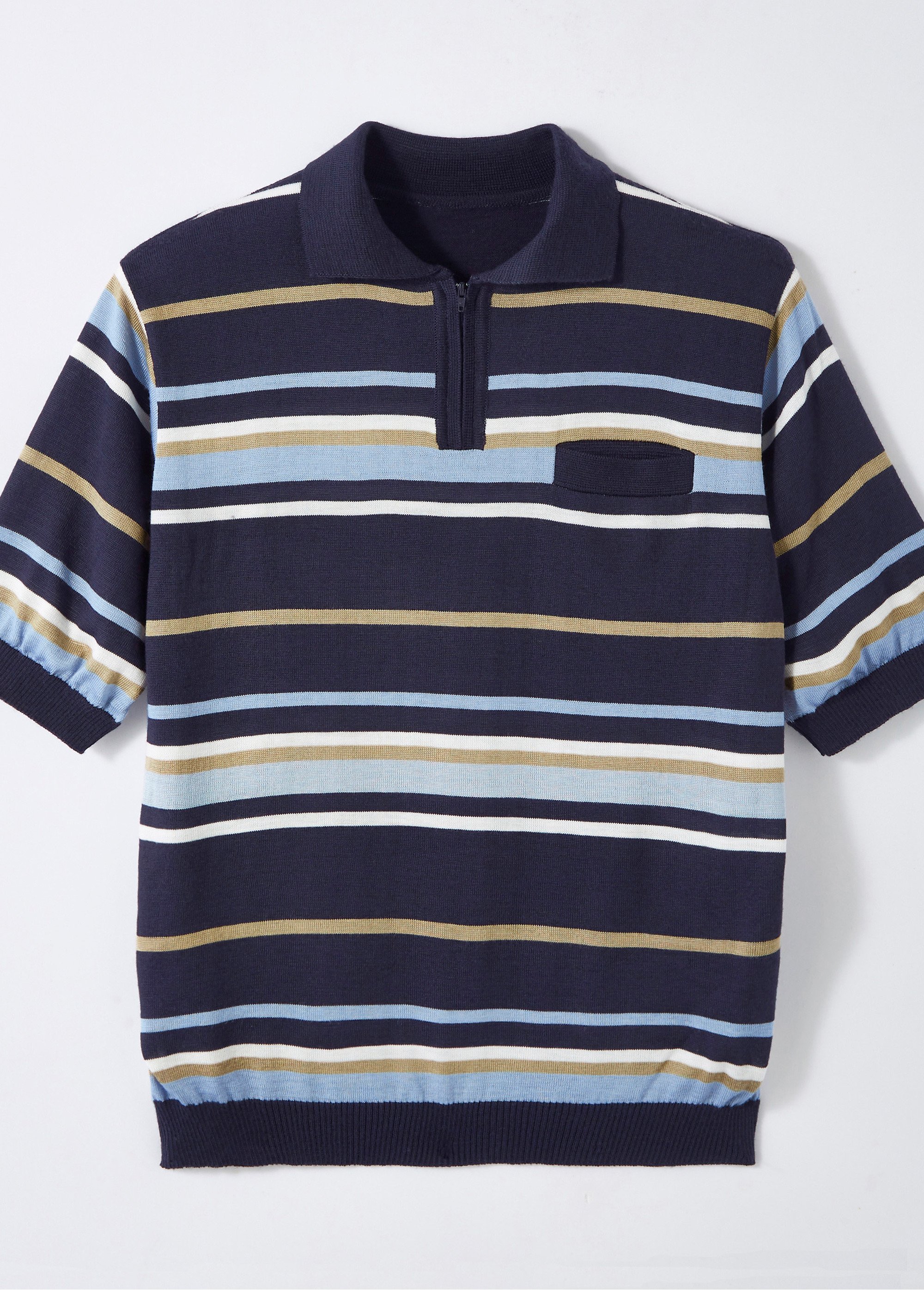 Polo rayé zippé manches courtes