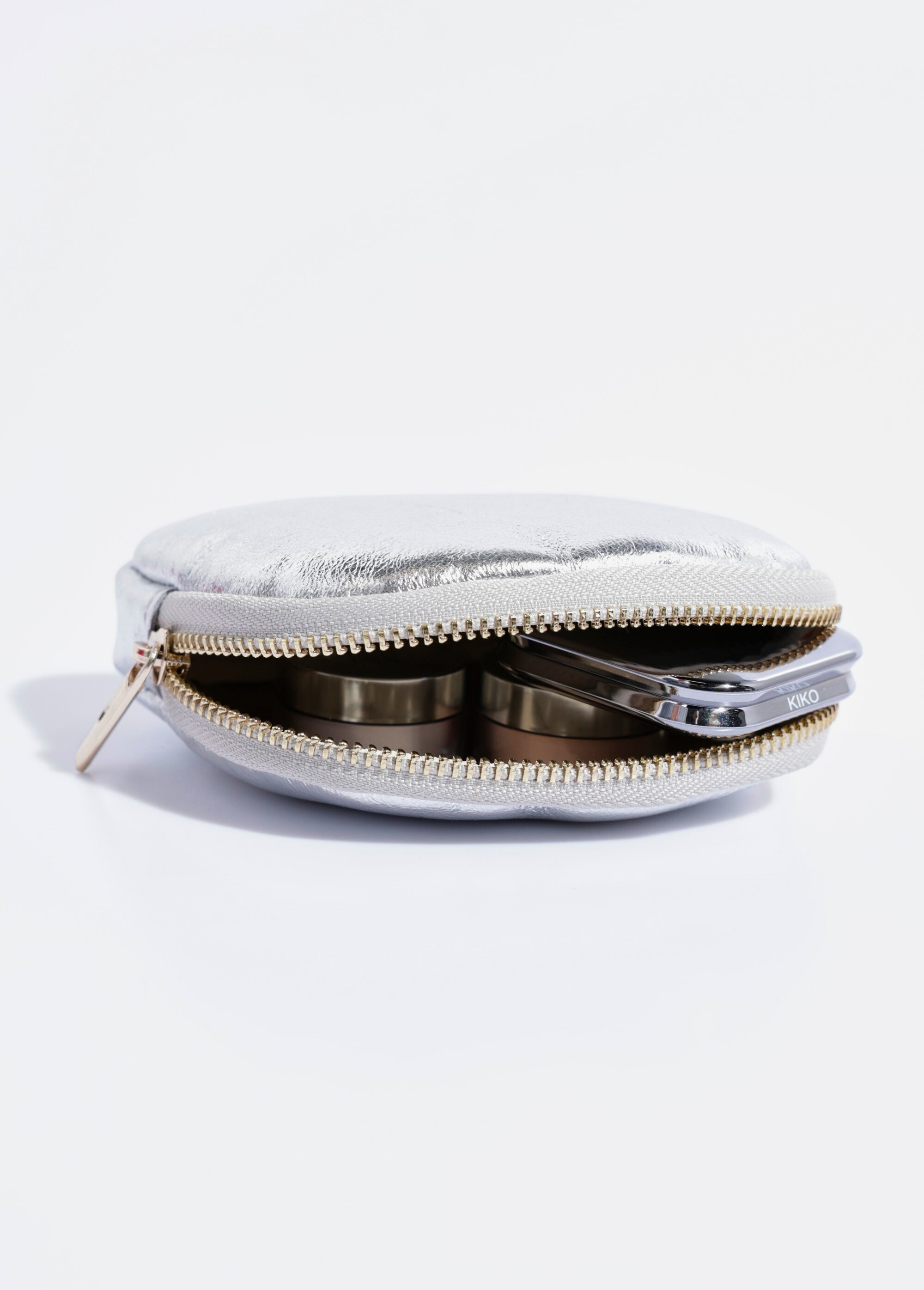 Porte-monnaie demi-lune cuir brillant Femme Argenté AE-FLM35MT1AG DE1