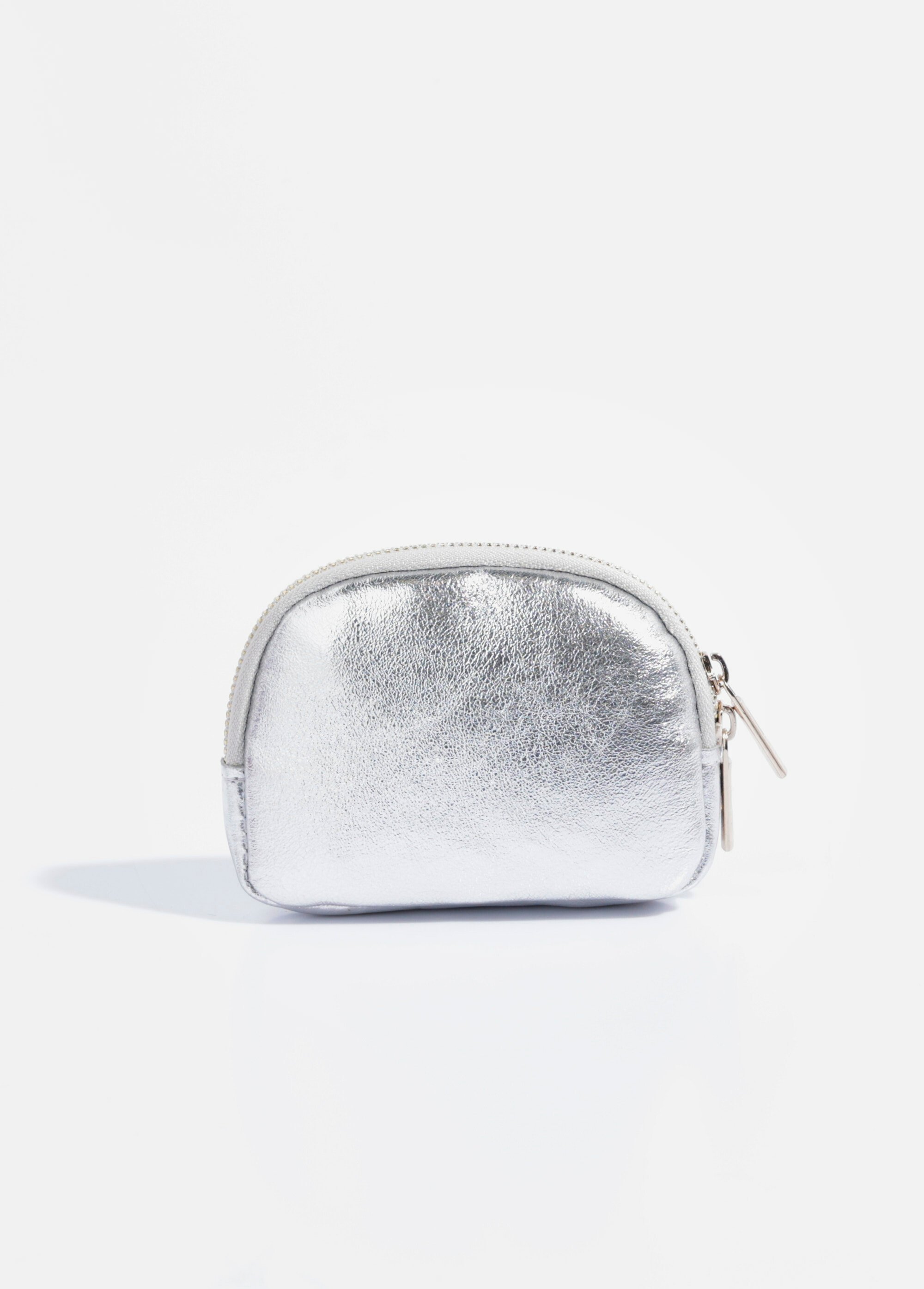 Porte-monnaie demi-lune cuir brillant Femme Argenté AE-FLM35MT1AG FA2