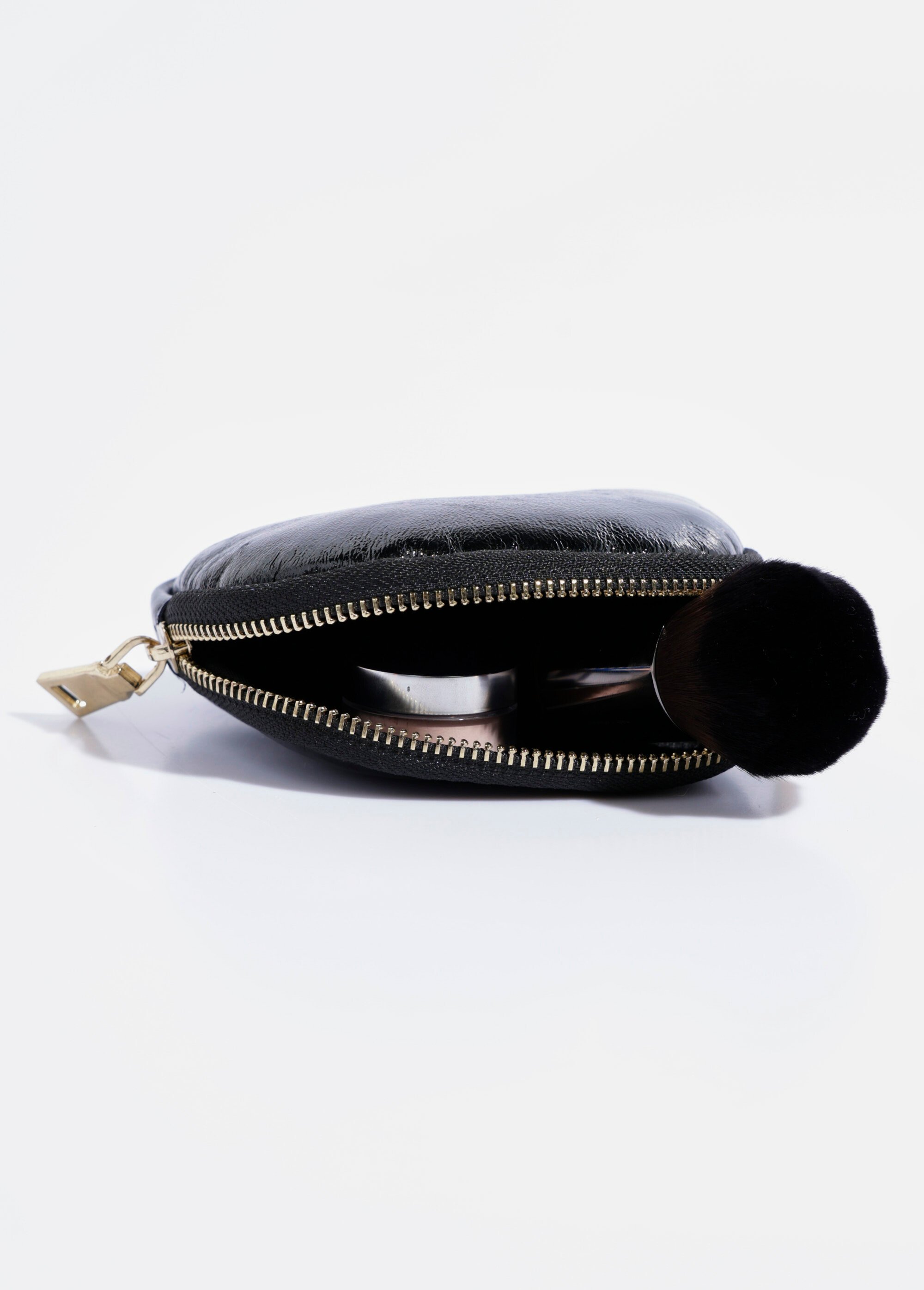 Porte-monnaie demi-lune cuir brillant Femme Noir AE-FLM35MT1AG DE1