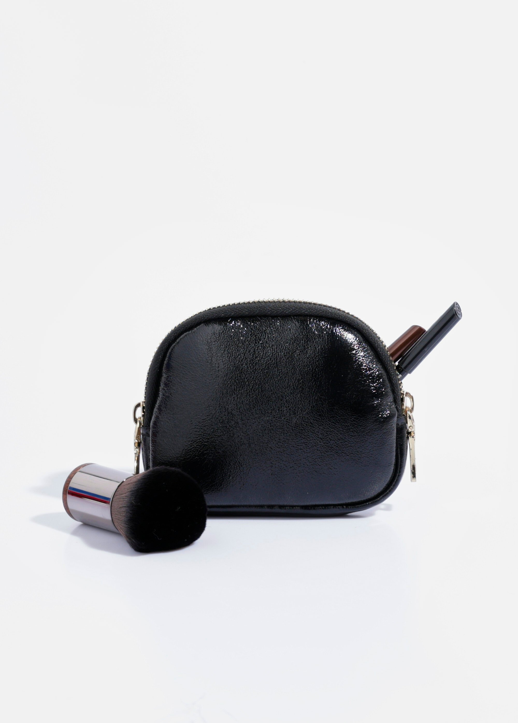 Porte-monnaie demi-lune cuir brillant Femme Noir AE-FLM35MT1AG FA1