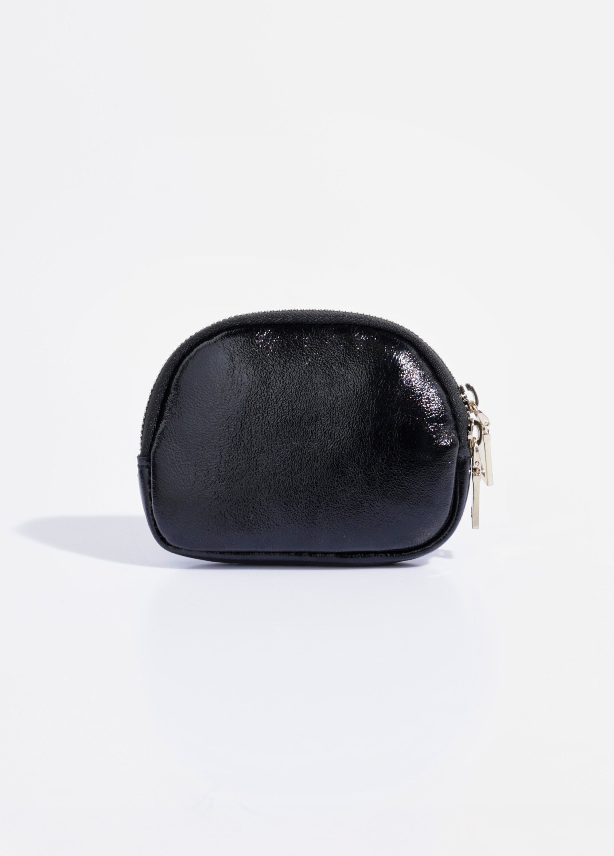 Porte-monnaie demi-lune cuir brillant Femme Noir AE-FLM35MT1AG FA2