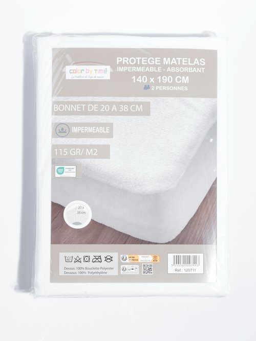 Protège-matelas absorbant, 140 x 190cm Blanc COT120711 DE1