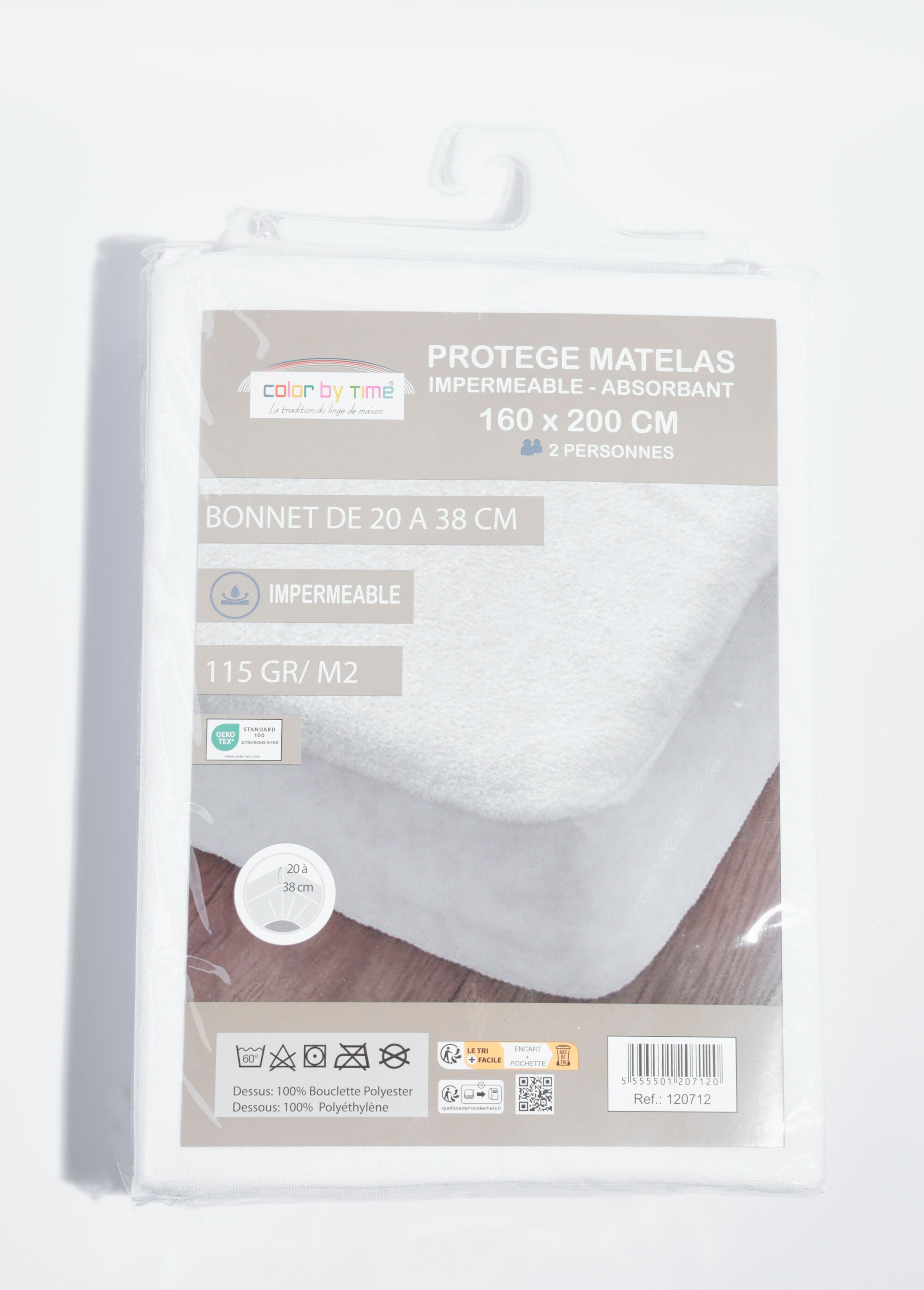 Protège-matelas absorbant, 160 x 200cm Blanc COT120712 DE1