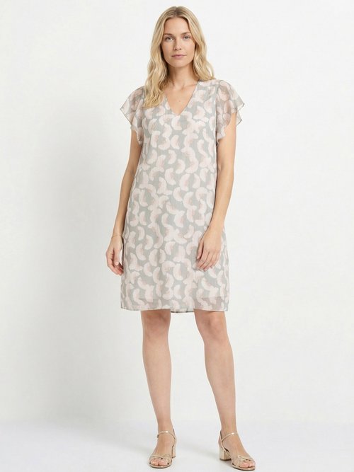 Robe en voile fil métallisé motif ginkgo Femme Beige MOD-RANDI FA1