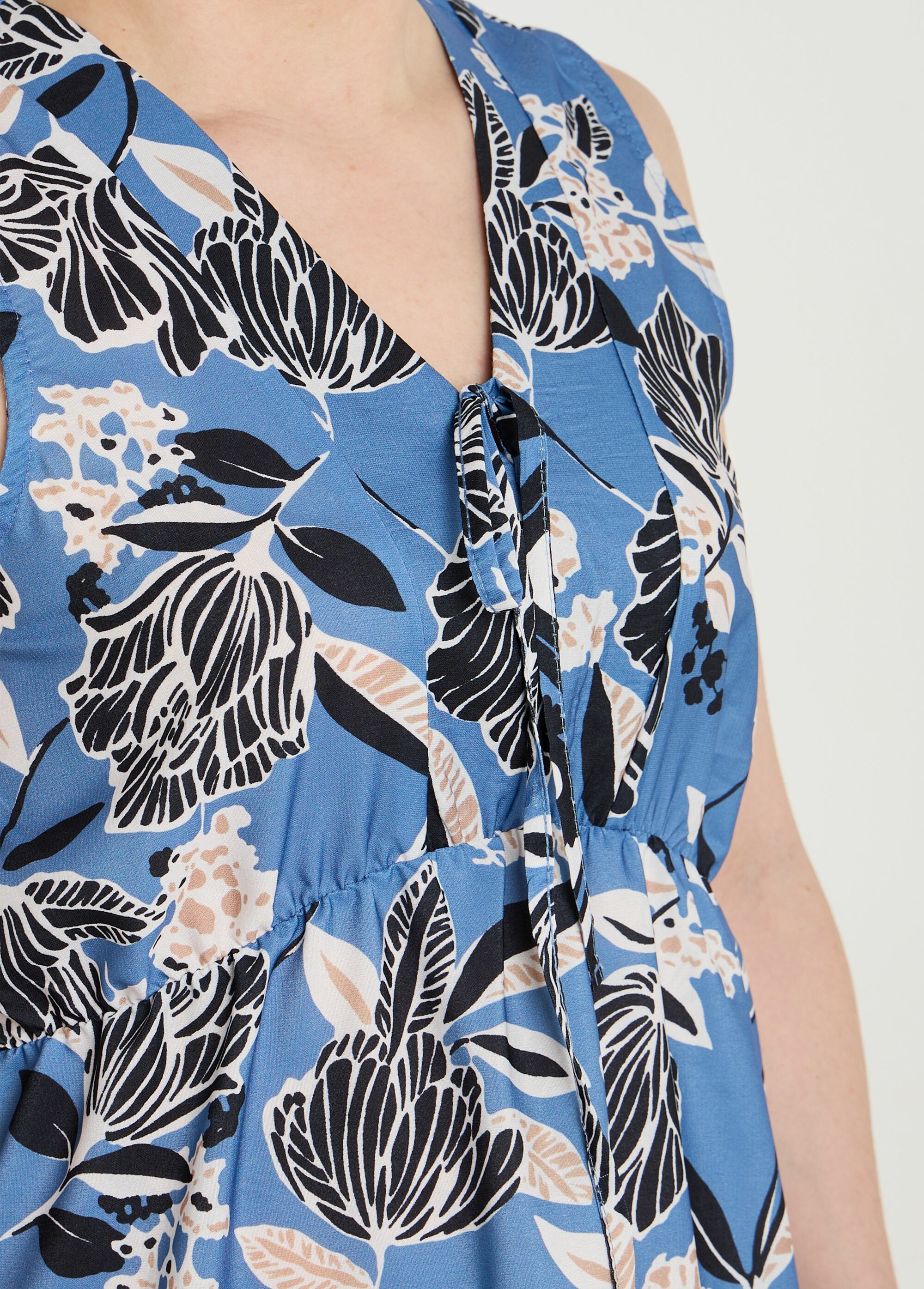 Robe satinée, motif fleurs d'Orient Femme Cuivré MOD-ROBABLEU DE1