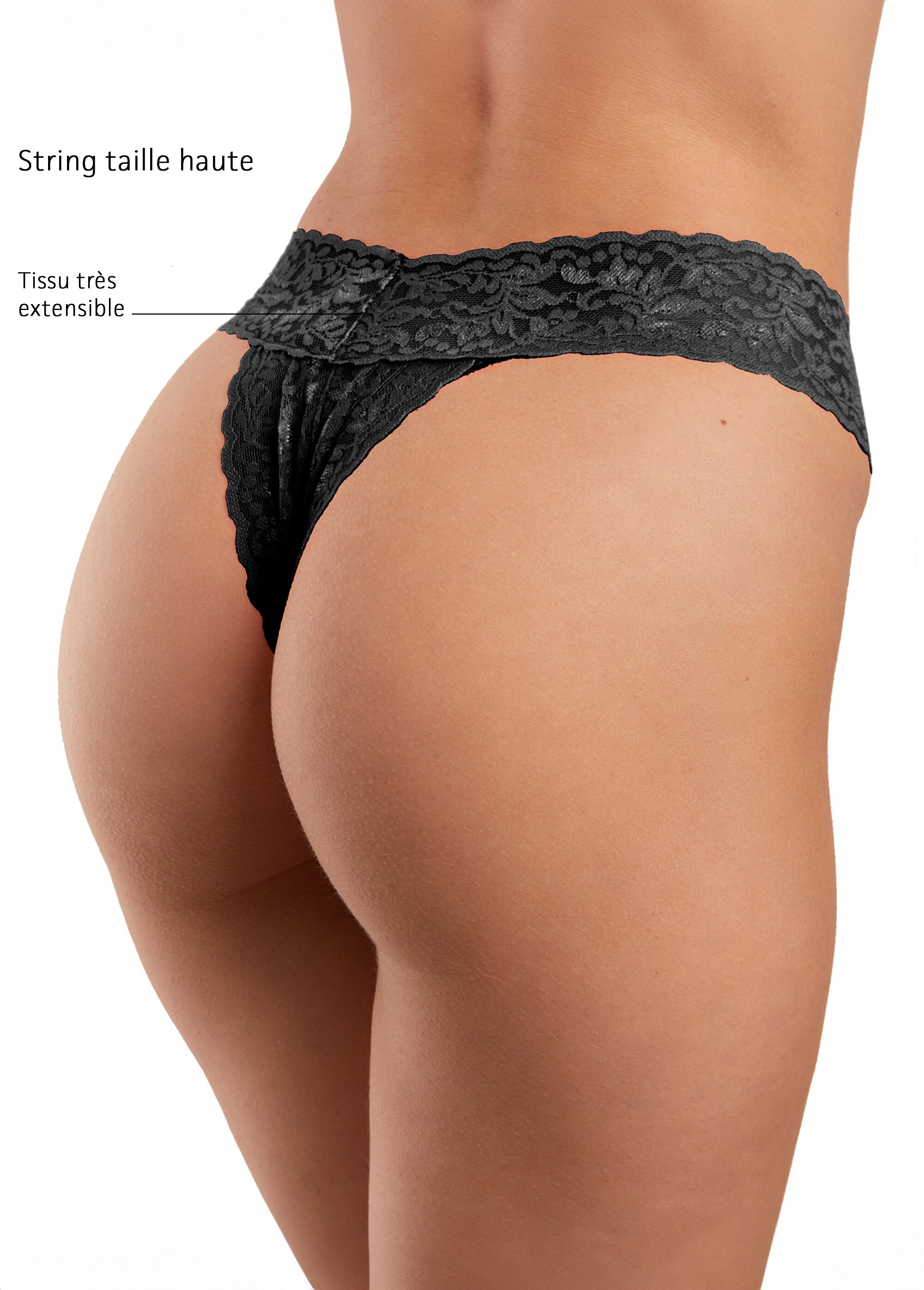 String dentelle vibrant fendu devant