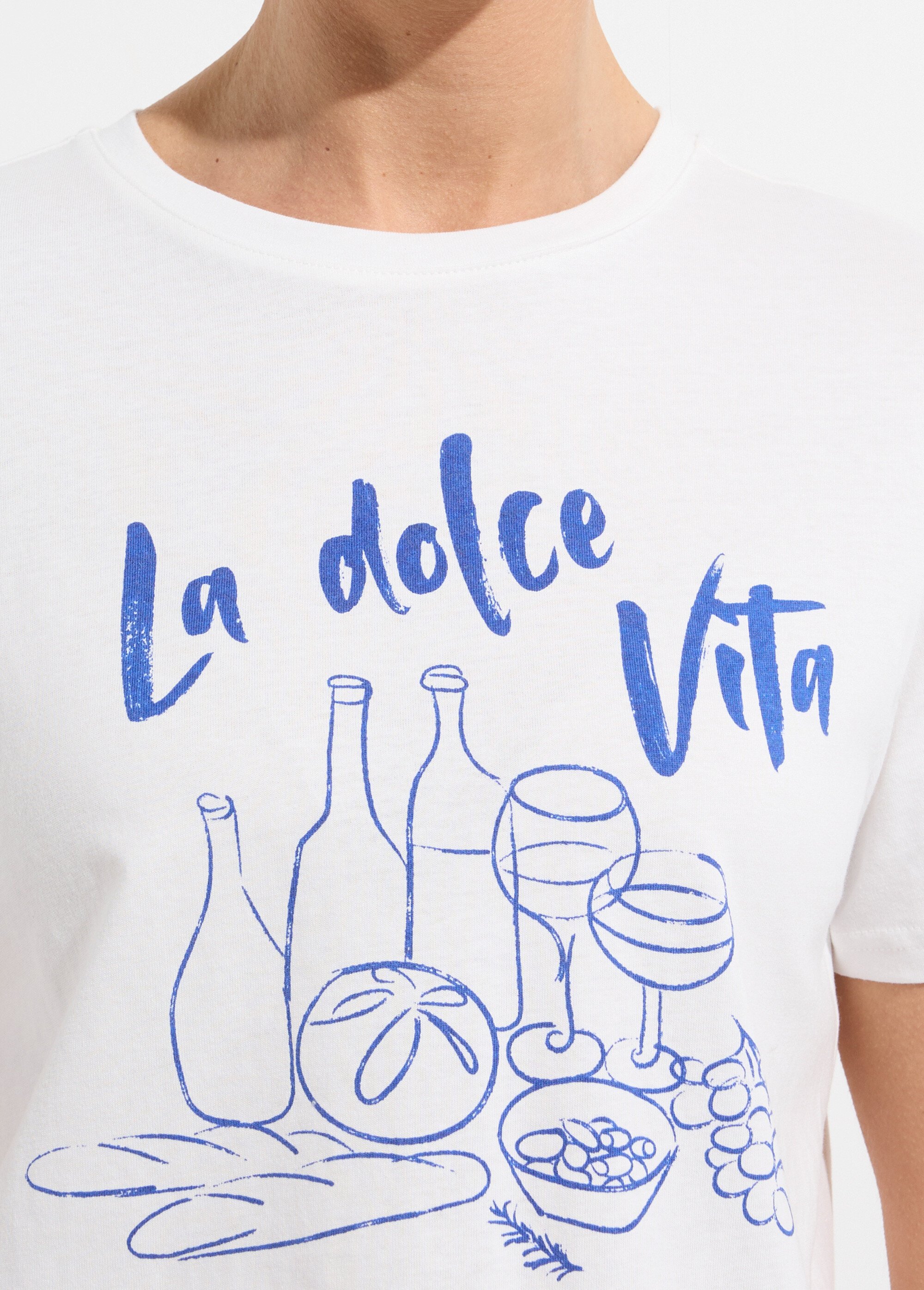 T-shirt coton inscription Dolce Vita Femme Blanc IA-M1301 DE1