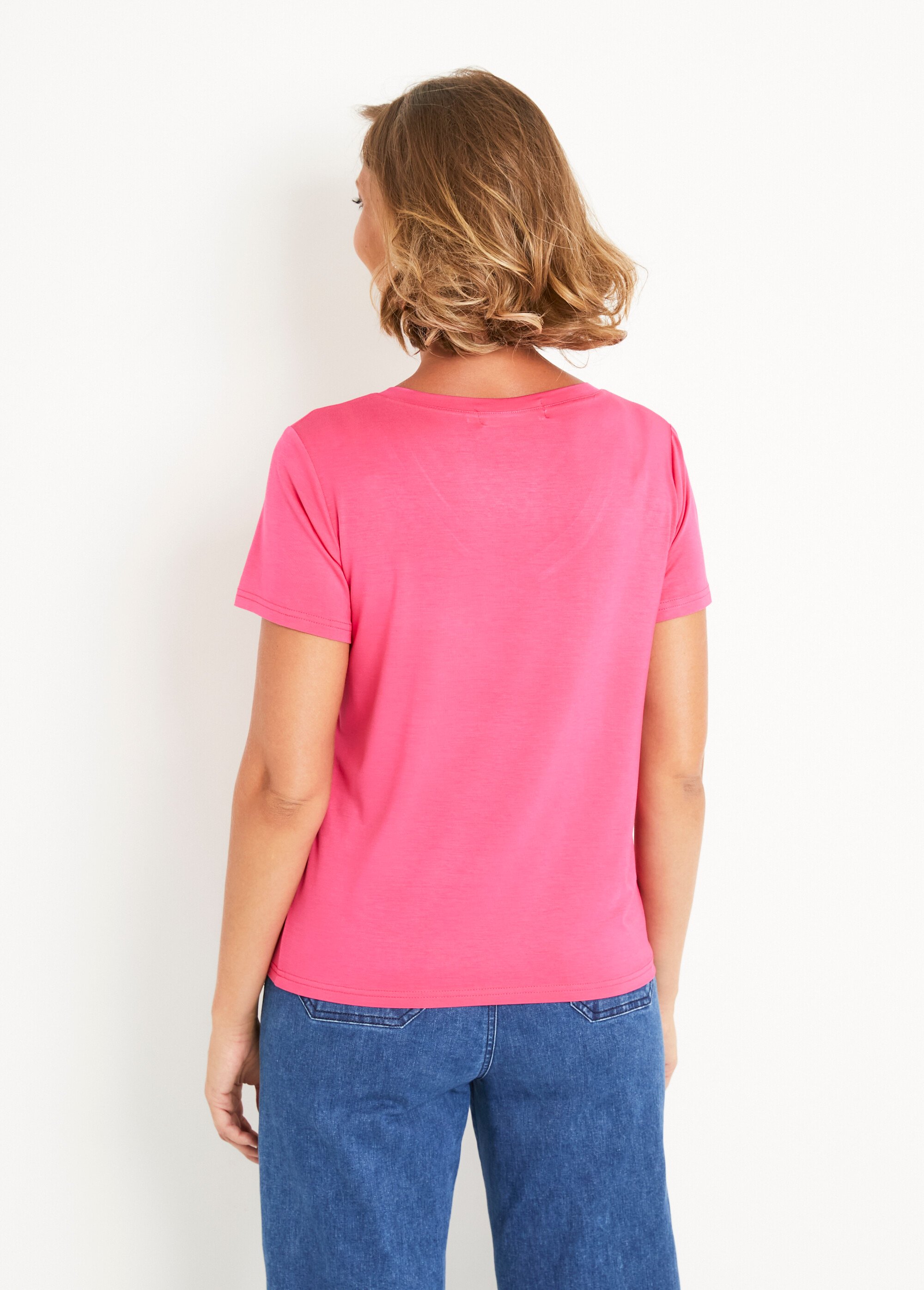 T-shirt fluide col V manches courtes