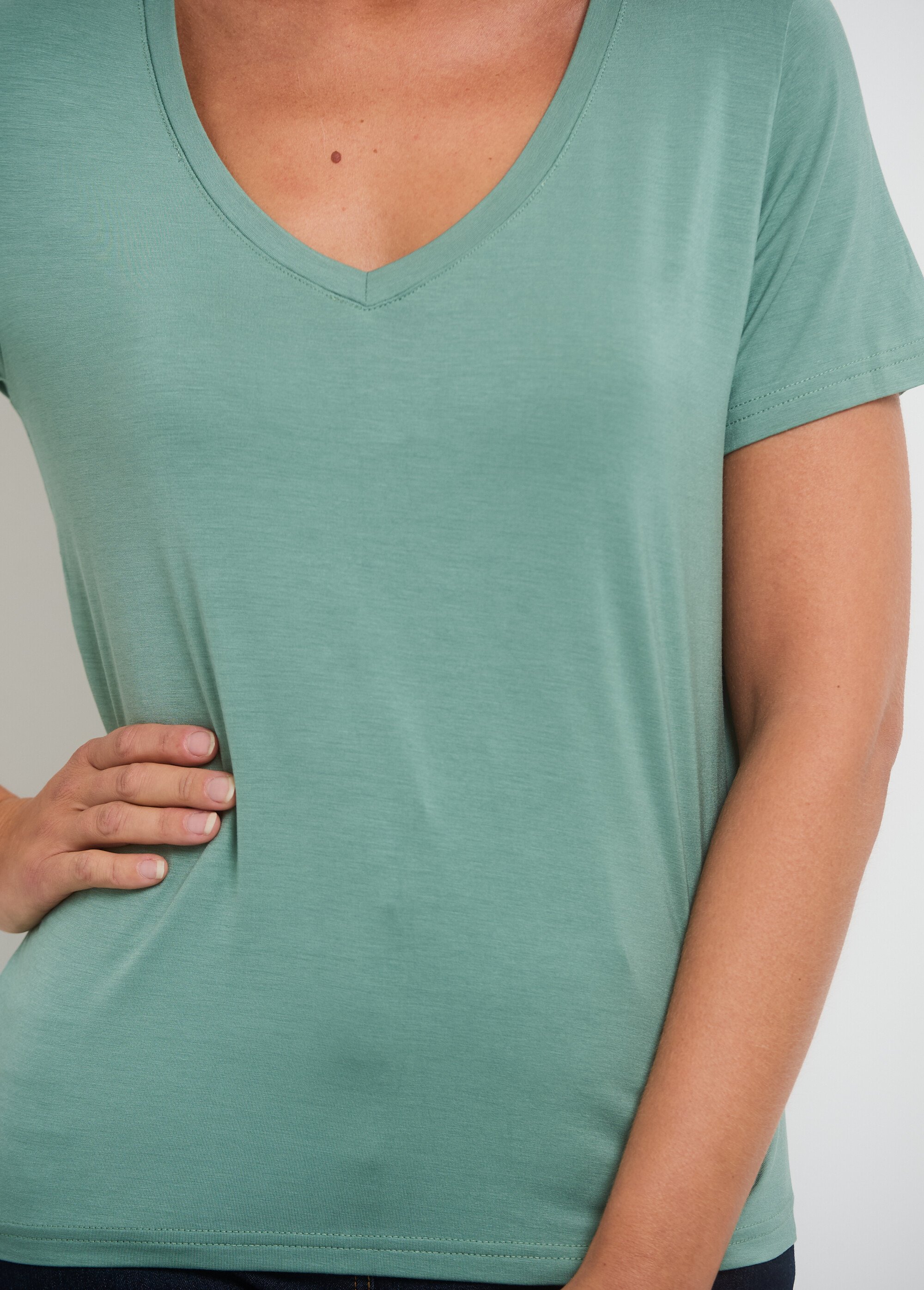 Caraco Hauts Décontractés À Manches Longues Et Col En V Pour Femmes