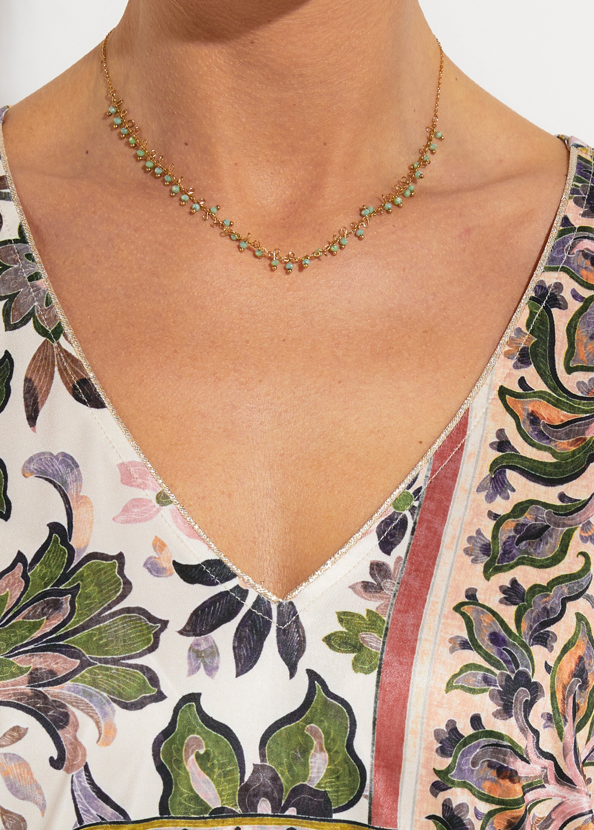 T-shirt imprimé col V manches 3/4 Femme ROSE ET KAKI CABRIOLET DE1